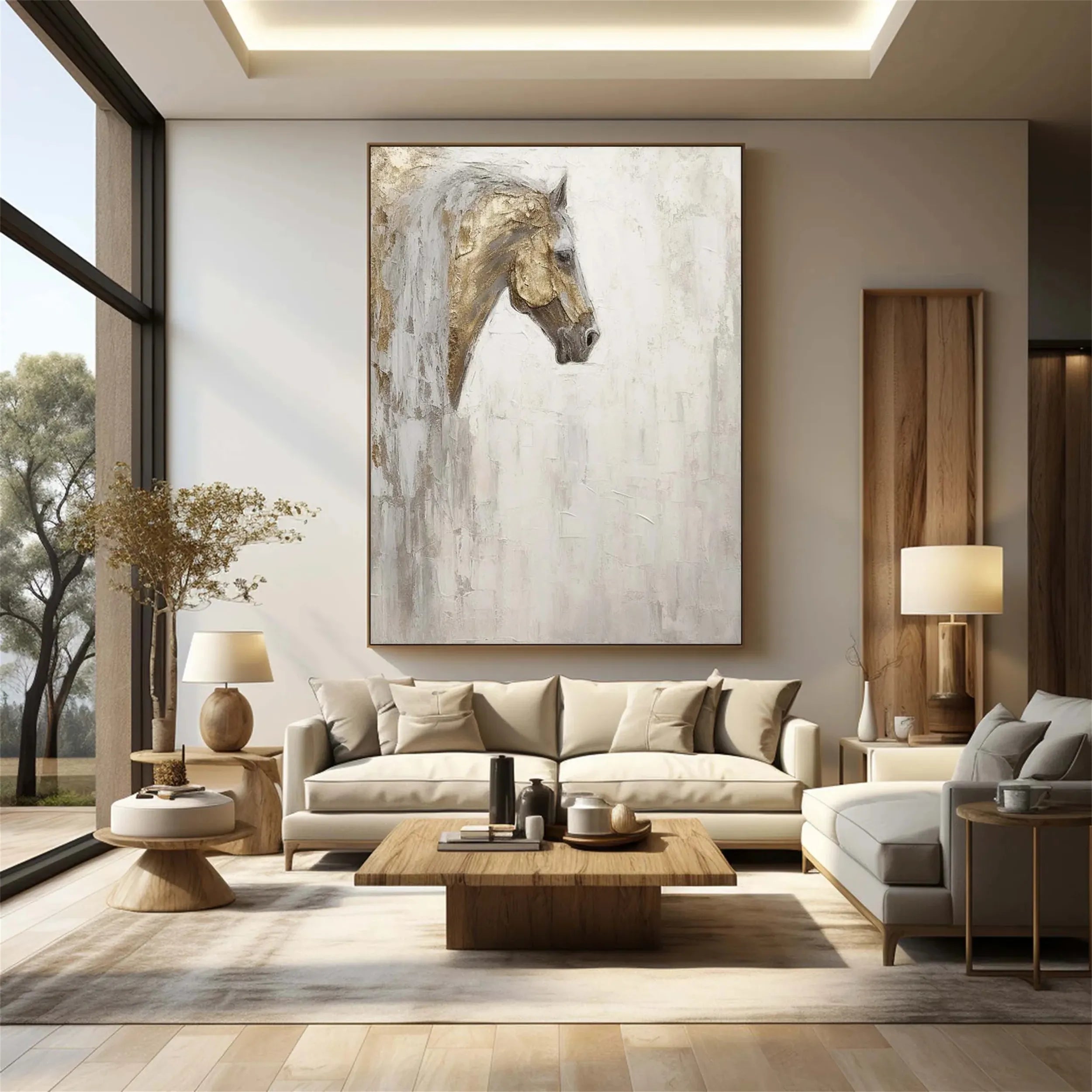 Textured Horse Portrait Oil Painting | Large Equine Wall Art #ZZ 015