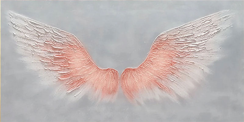 Original Large Pink Wings Art | Textured Painting on Grey Canvas #ZZ 013