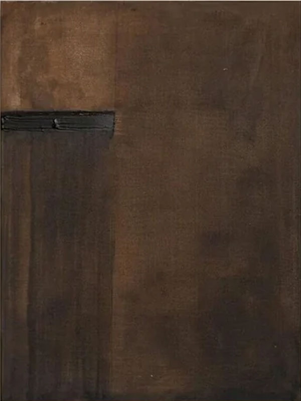 Minimalist Brown Abstract Oil Painting with Textured Layers Wall Art