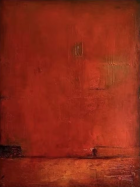 Simple Red Abstract - Textured Monochromatic Art