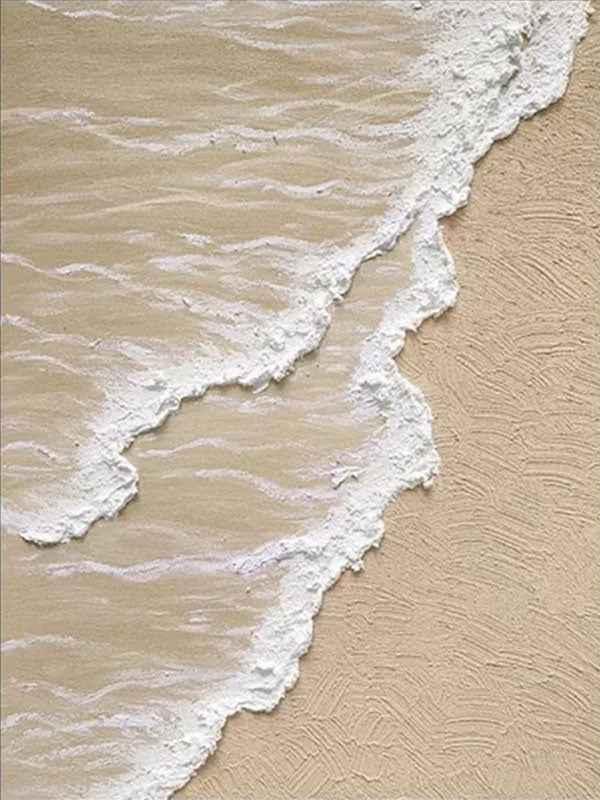 Large Textured Beach Shoreline Painting | 3D Coastal Abstract Art #ZZ