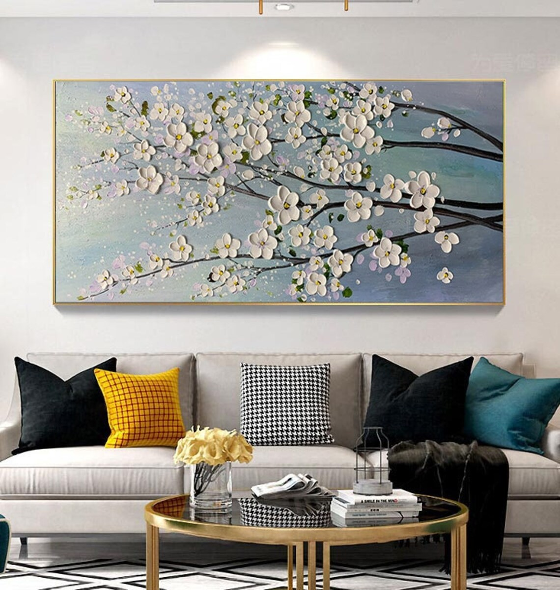 Textured 3D White Flower Abstract Art - Elegant Floral Decor