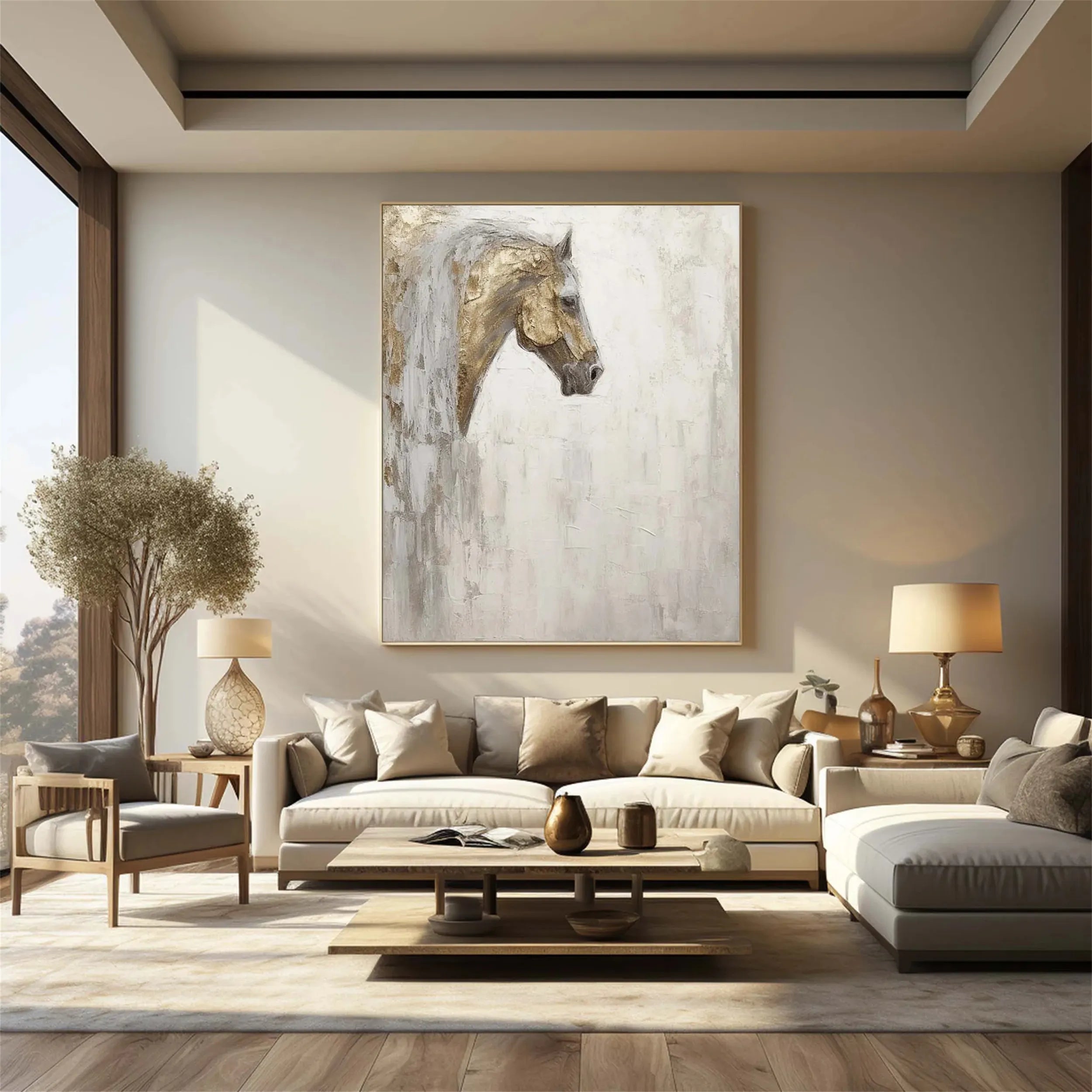 Textured Horse Portrait Oil Painting | Large Equine Wall Art #ZZ 015