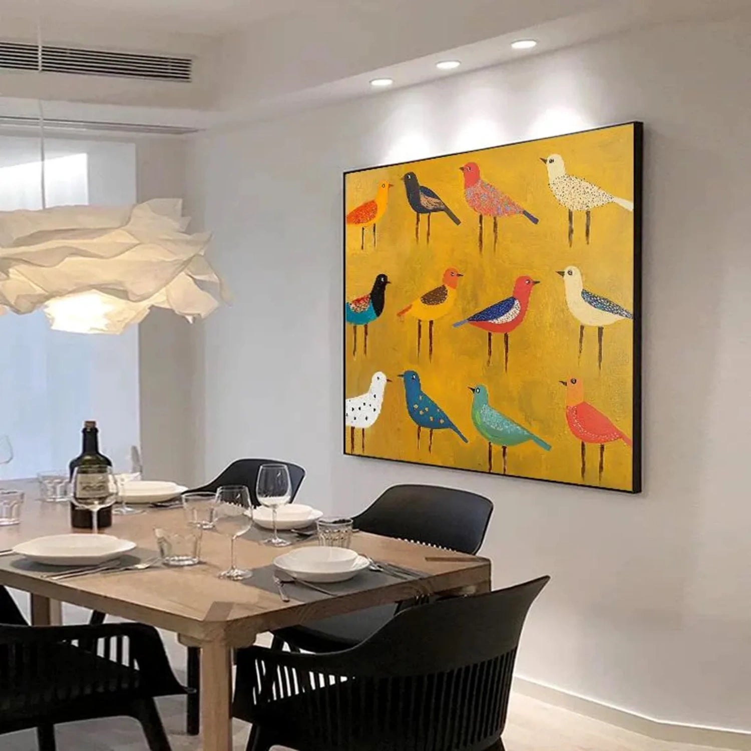 Colorful Birds Wall Art | Large Square Abstract Animal Painting #ZZ 214