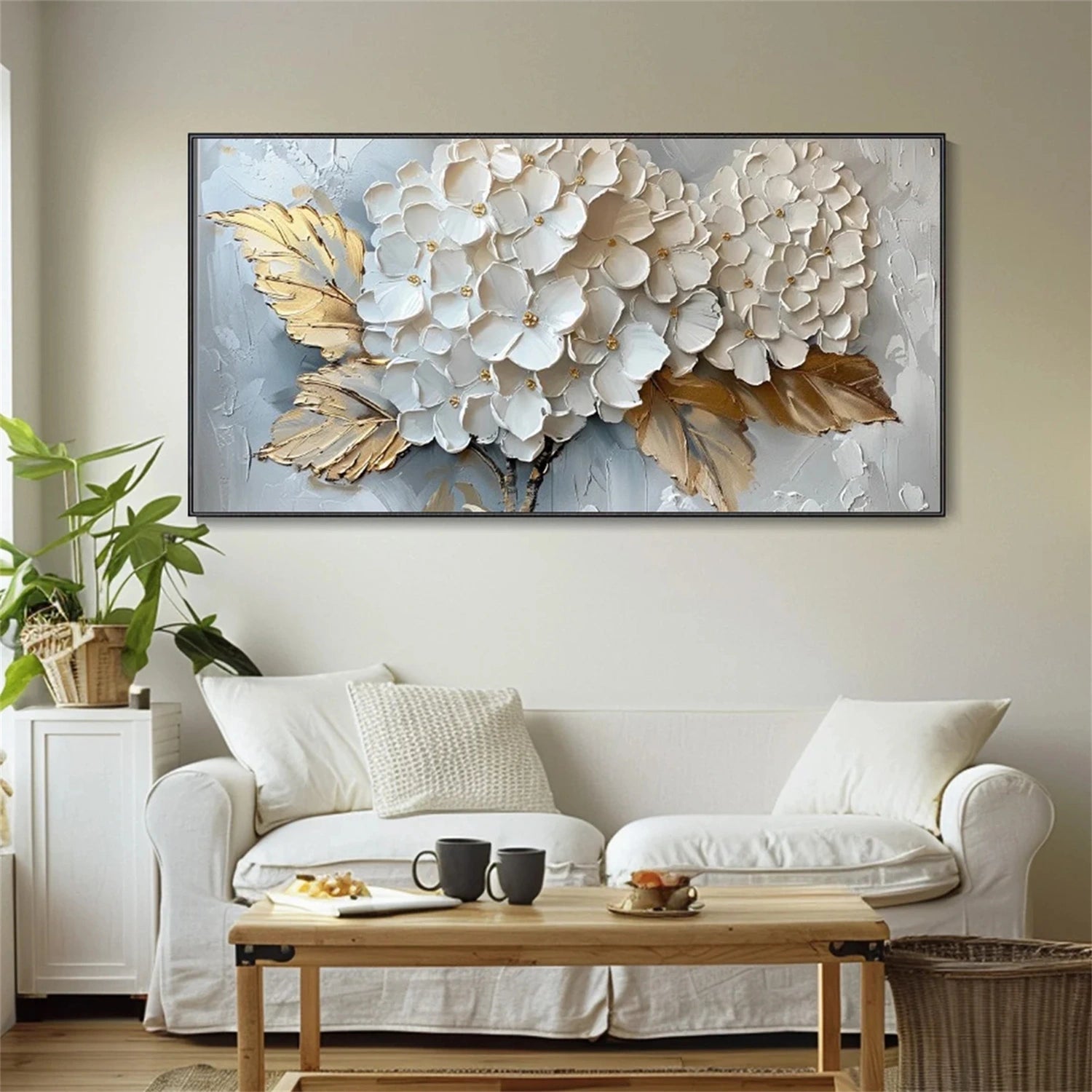 Oversized Abstract Flower Painting | Textured Canvas Art Decor #JJ 293