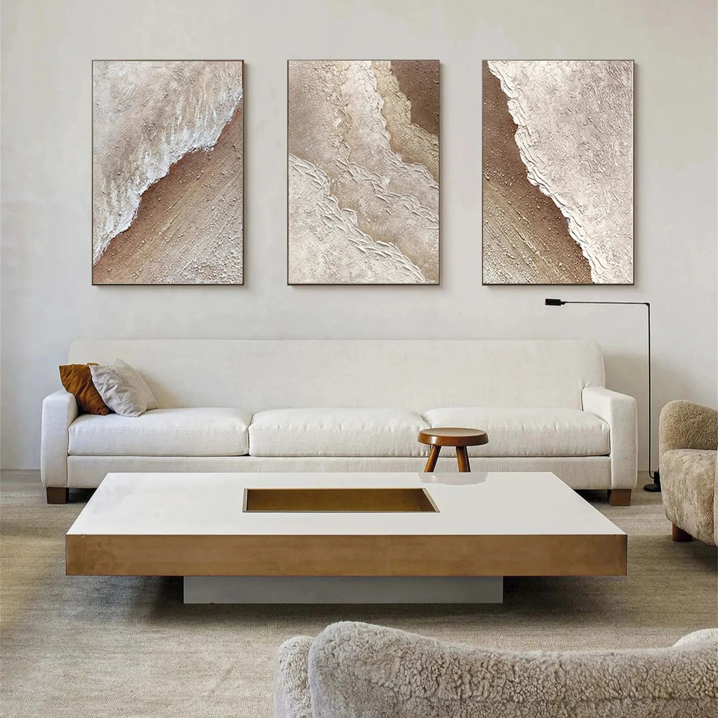 3 piece Beige Modern Wall Art for Living Room  #JJ 211