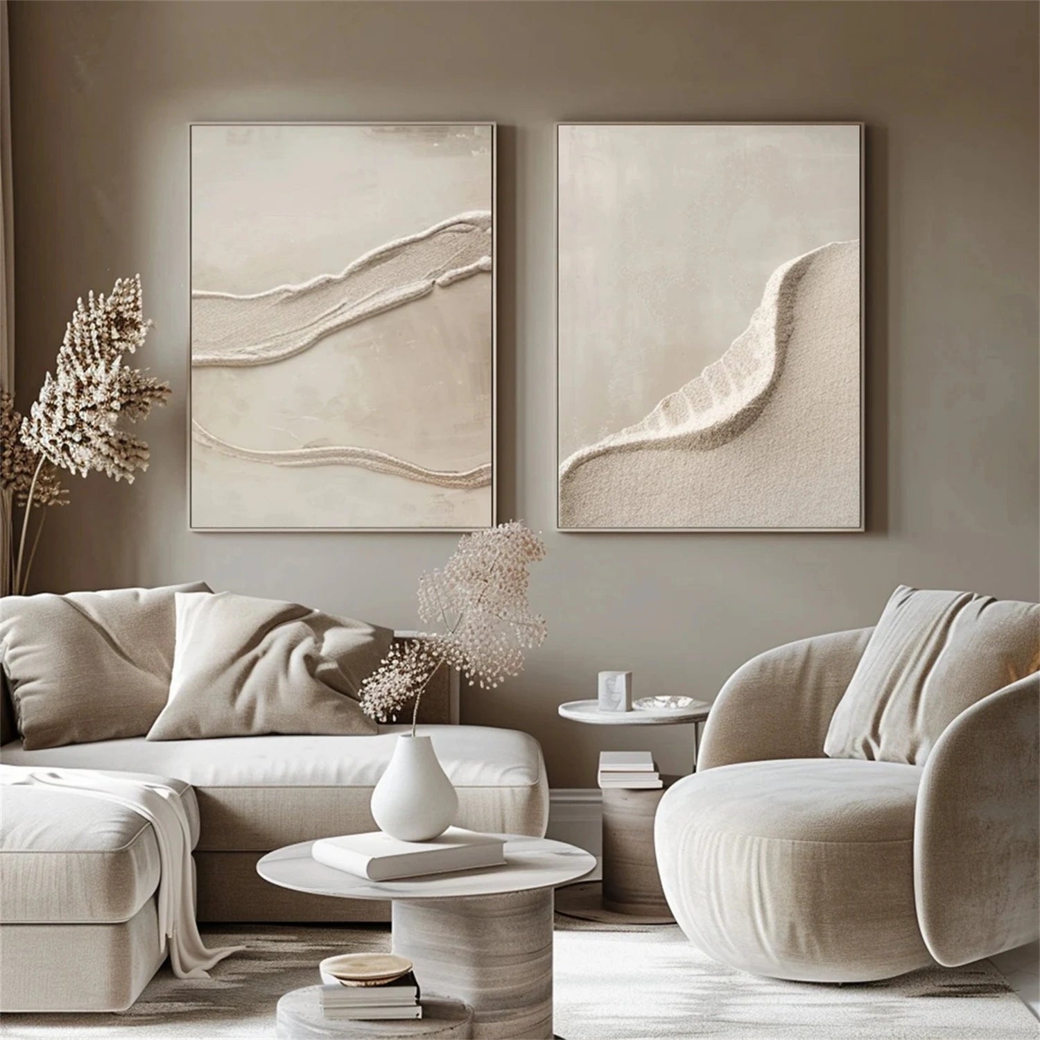 Serene Beige & White Art - Textured Abstract Wall Decor #JJ 195