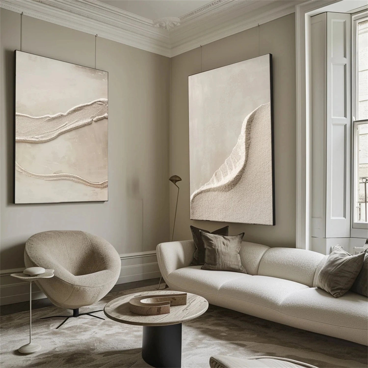 Serene Beige & White Art - Textured Abstract Wall Decor #JJ 195