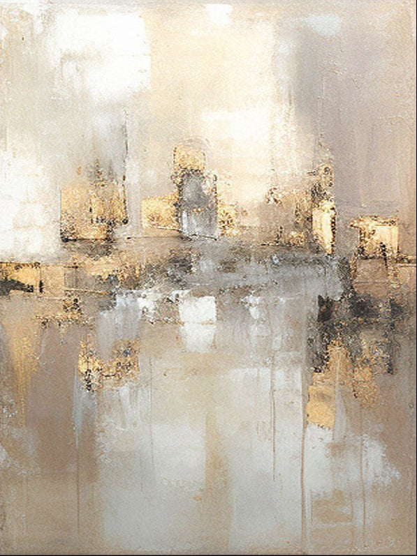 Large Abstract Neutral Wall Art | Wabi Sabi Gold Accent Canvas #ZZ 106