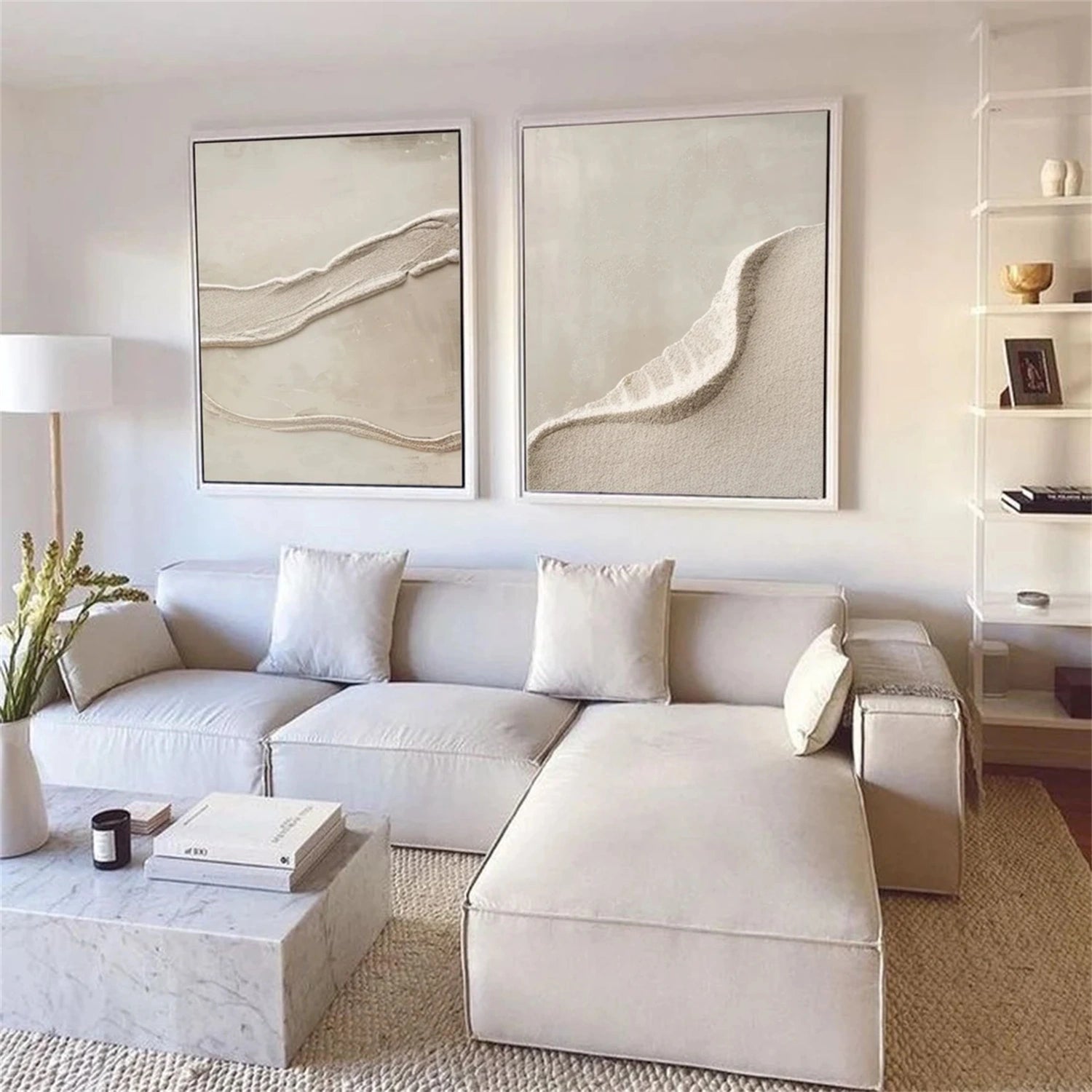 Serene Beige & White Art - Textured Abstract Wall Decor #JJ 195