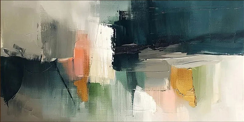 Abstract Wall Art for Living Room | Large Horizontal Canvas Painting #ZZ 107