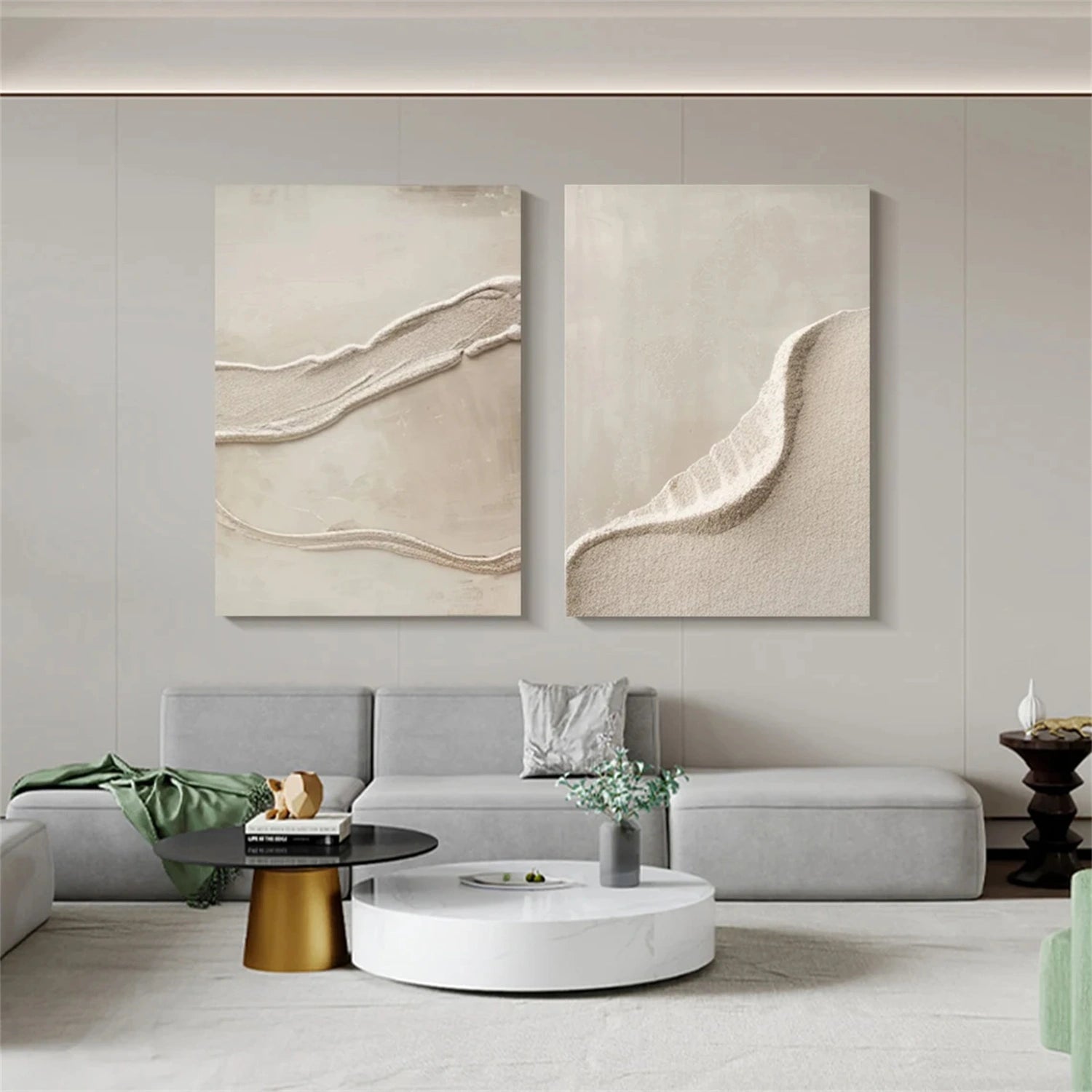 Serene Beige & White Art - Textured Abstract Wall Decor #JJ 195