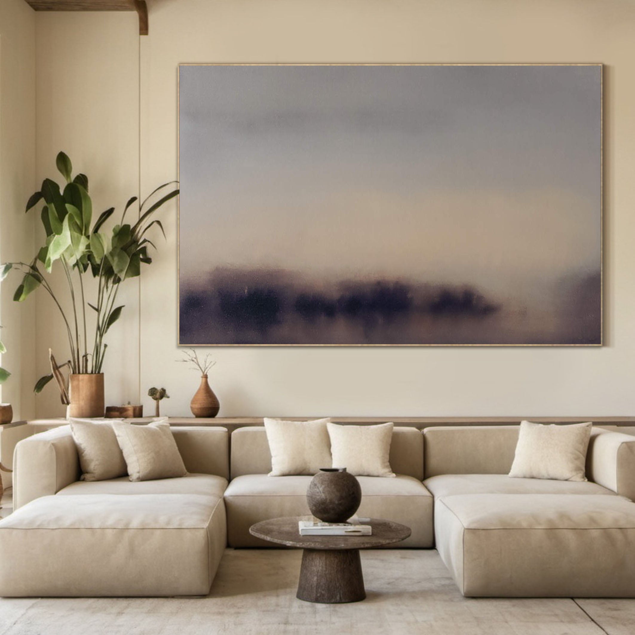 Handmade Misty Landscape Abstract Oil Painting #TC 142