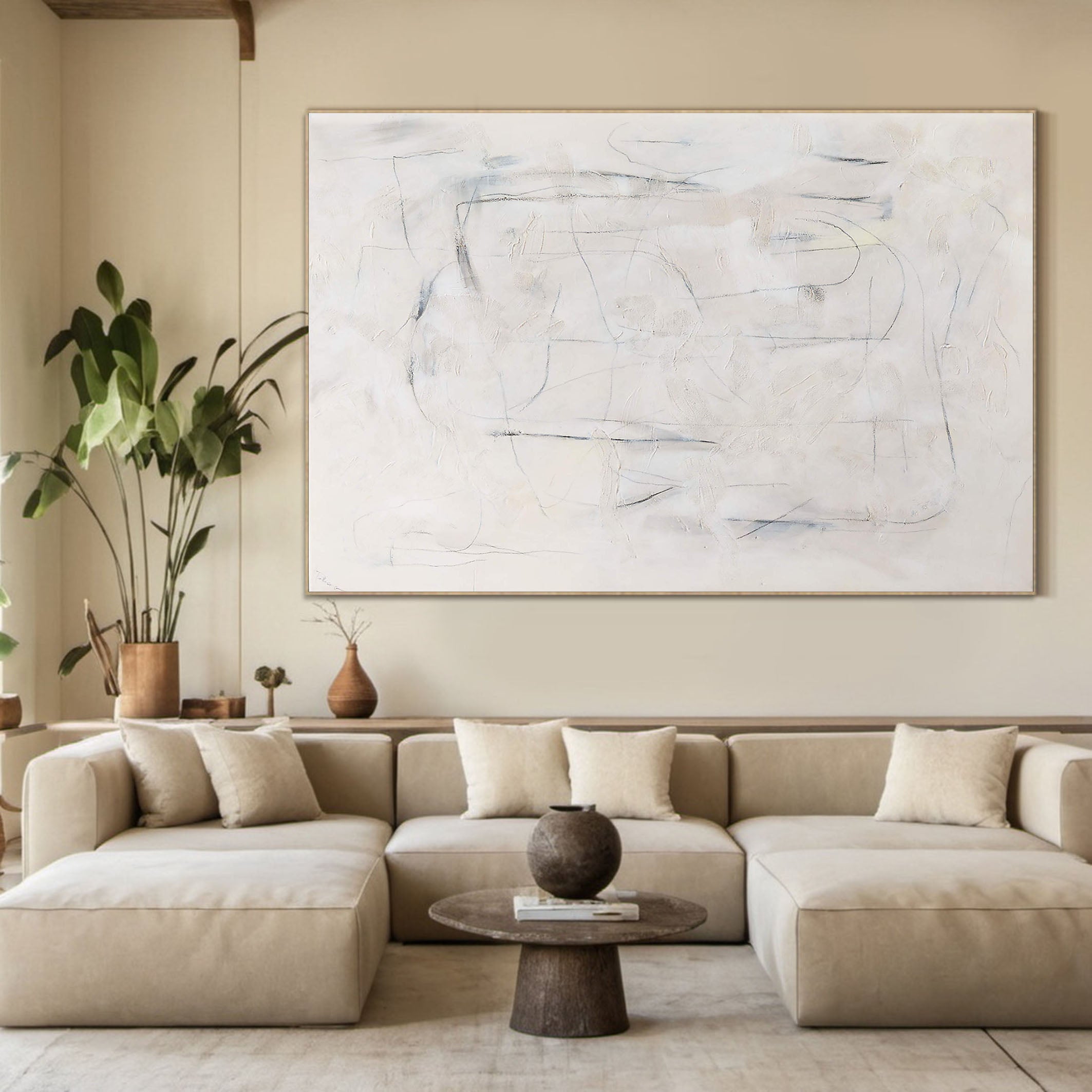 Minimalist Abstract Oil Painting - Subtle Lines #TC 139