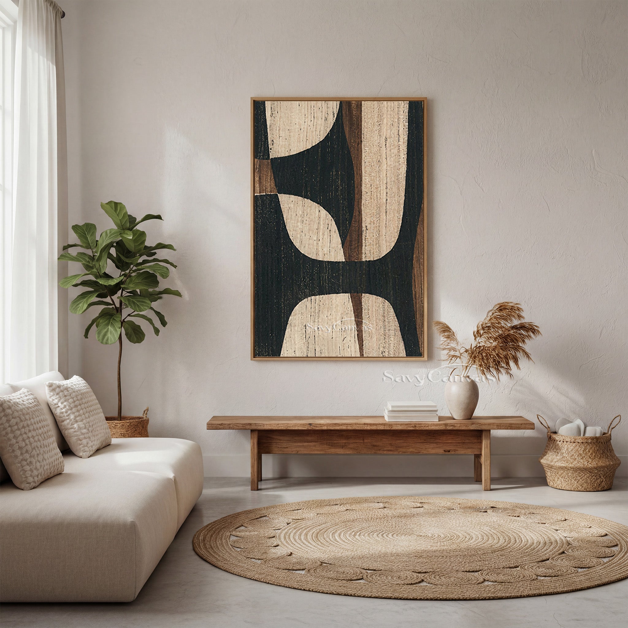 Modern Wood Grain Abstract Oil Painting | Earth Tone Wall Art #SS 010