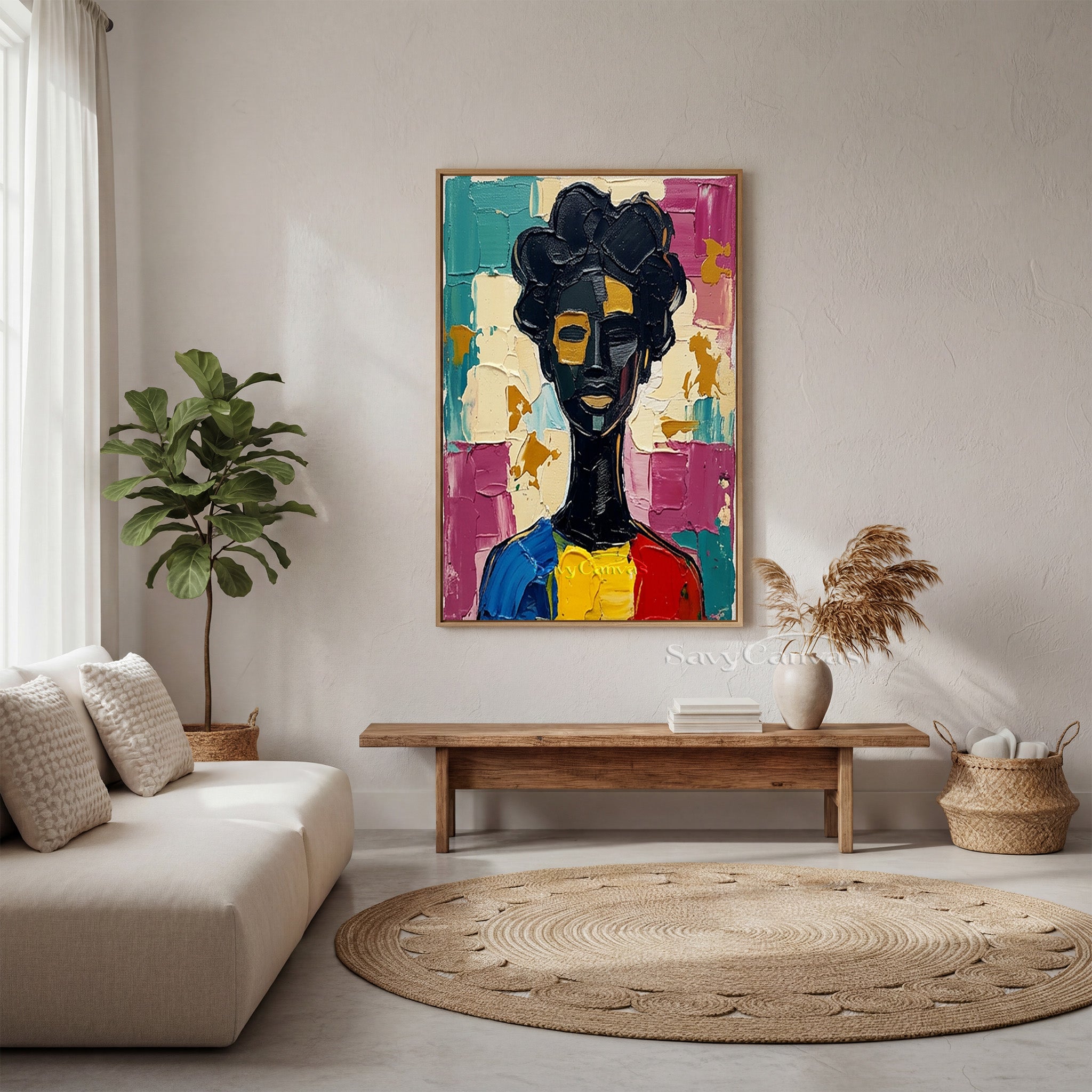Textured Abstract Portrait | Palette Knife African Art #AA 513
