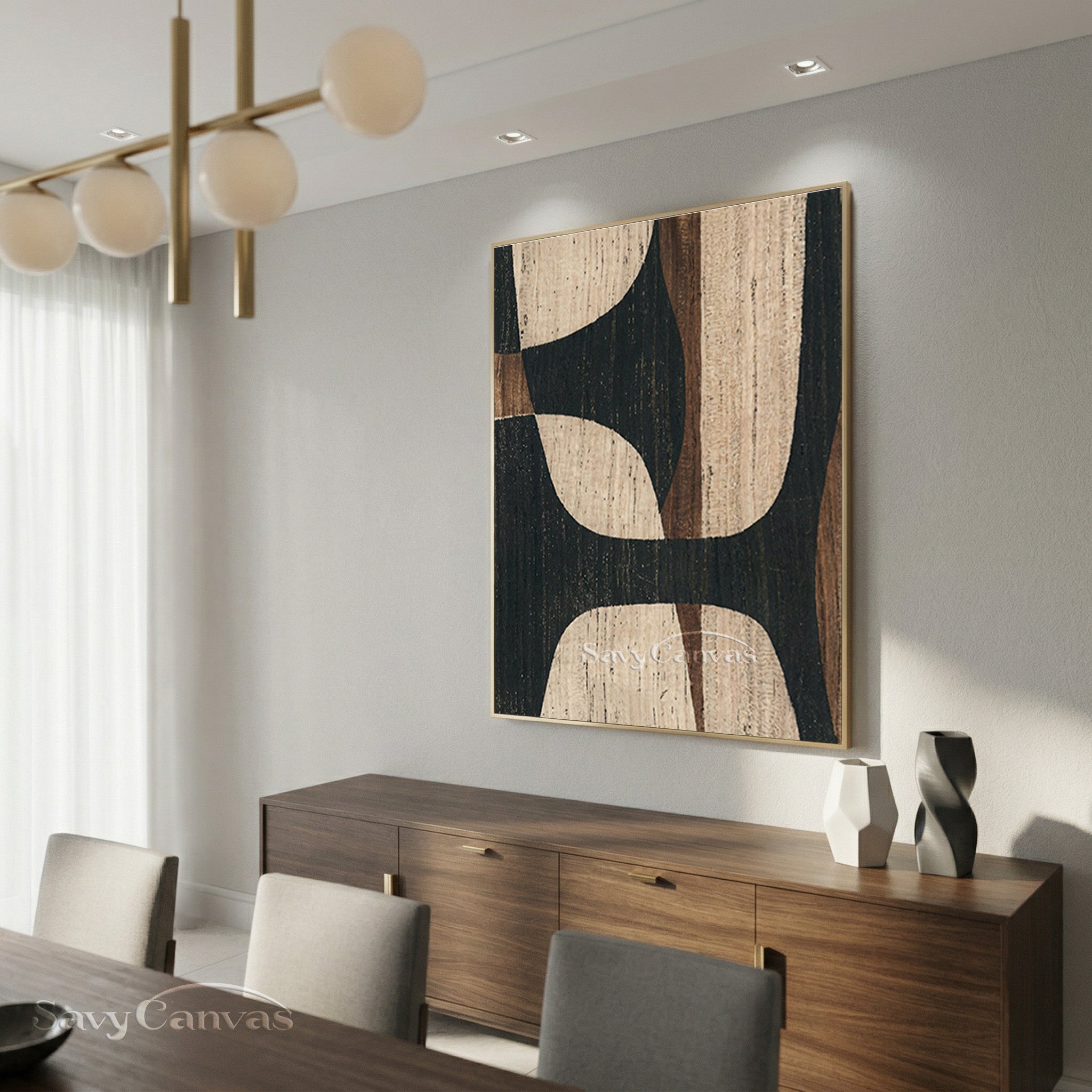 Modern Wood Grain Abstract Oil Painting | Earth Tone Wall Art #SS 010