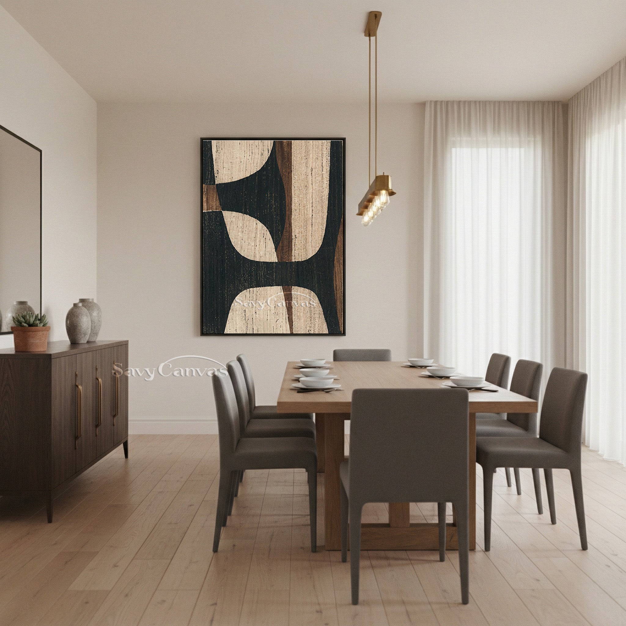 Modern Wood Grain Abstract Oil Painting | Earth Tone Wall Art #SS 010