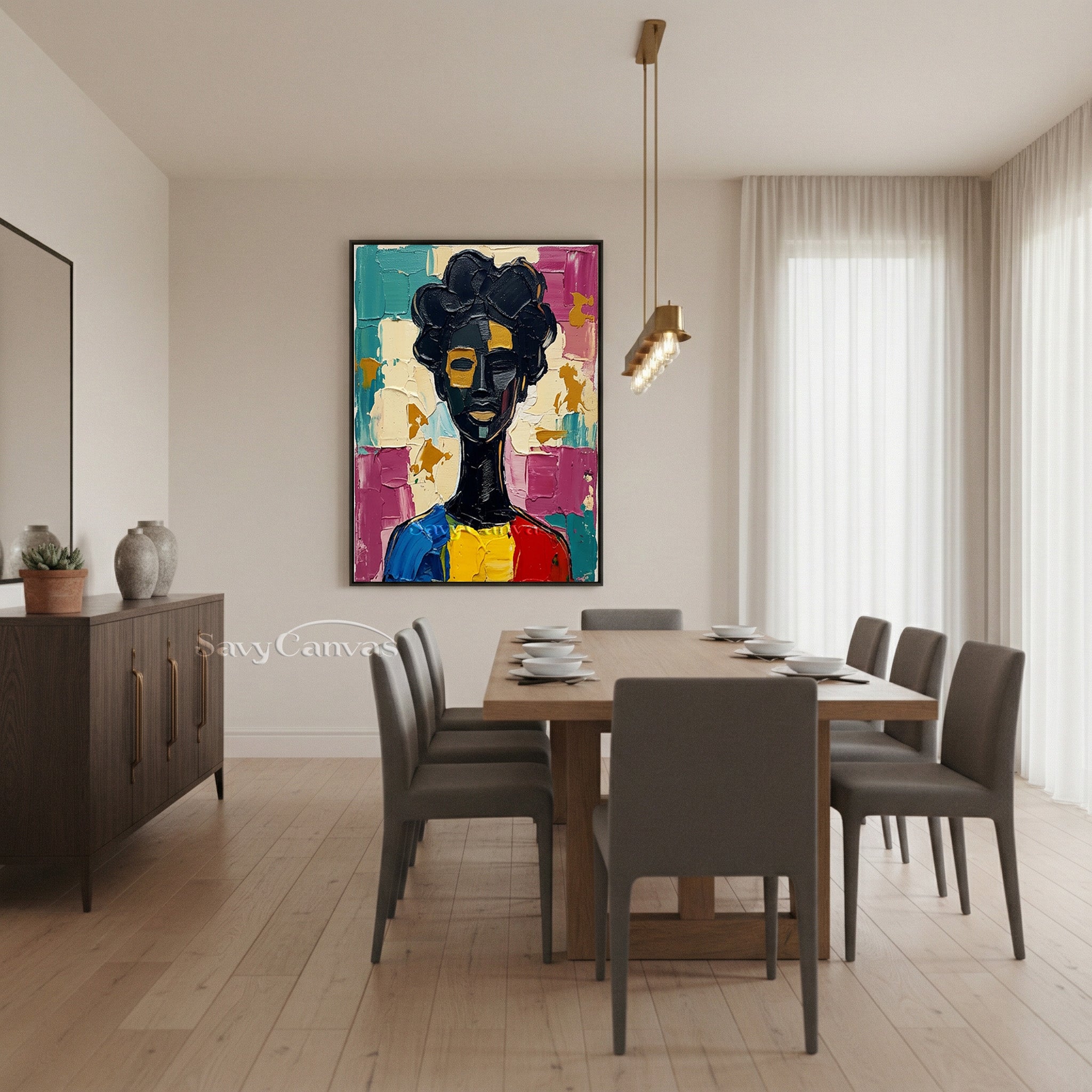 Textured Abstract Portrait | Palette Knife African Art #AA 513