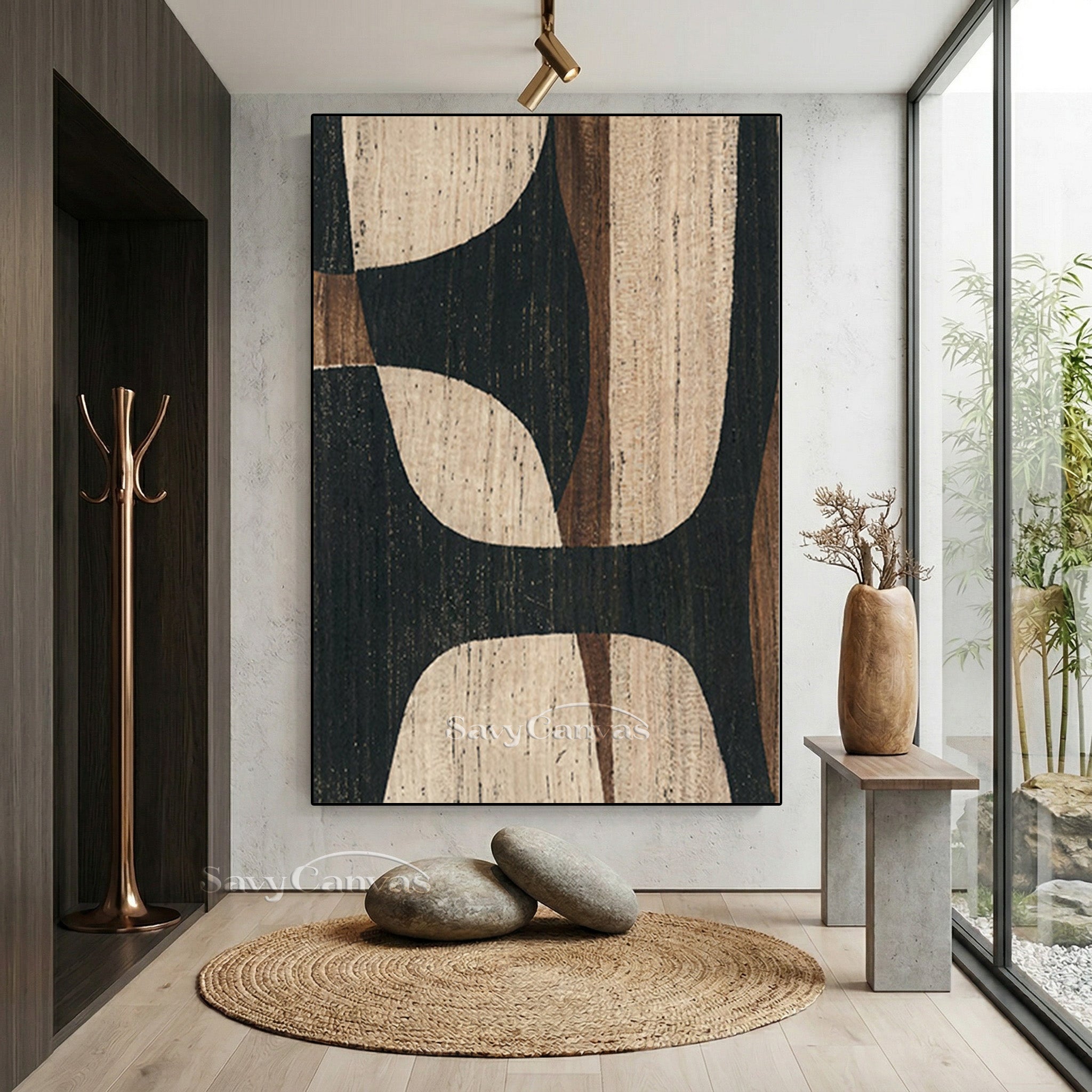 Modern Wood Grain Abstract Oil Painting | Earth Tone Wall Art #SS 010