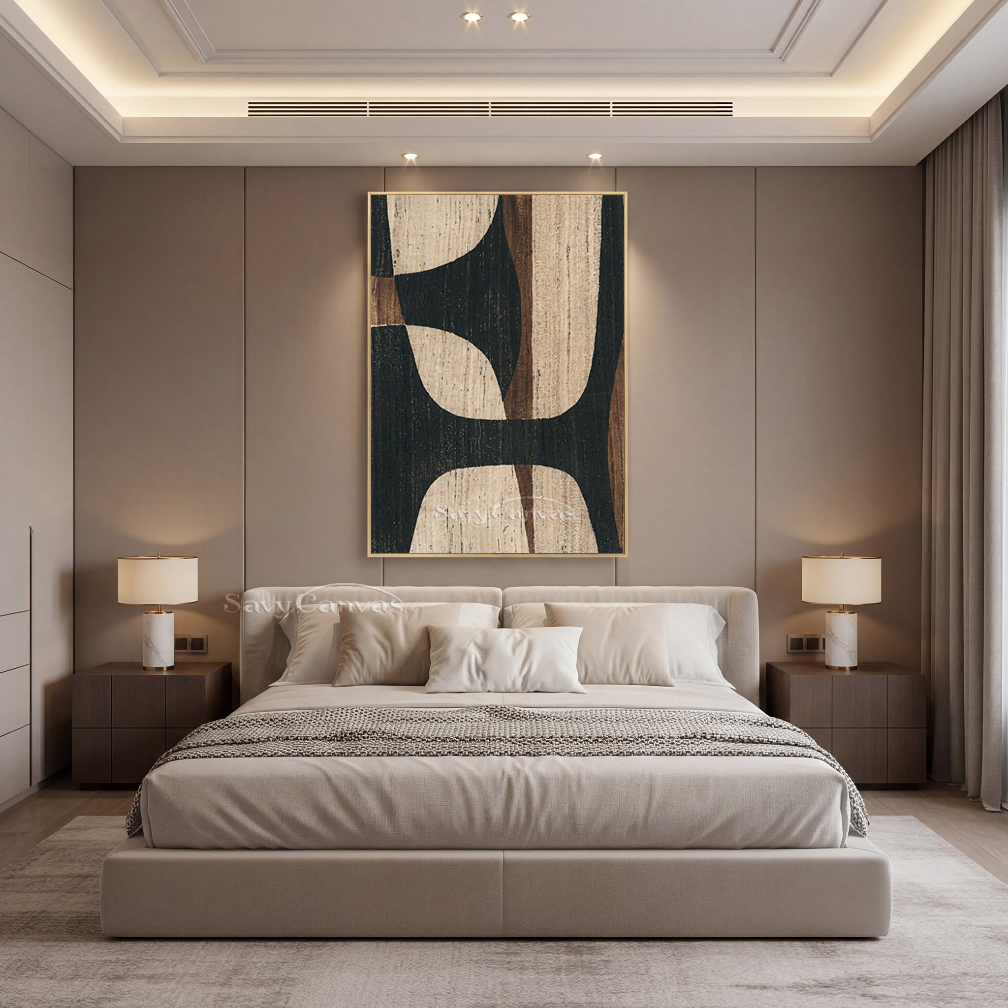 Modern Wood Grain Abstract Oil Painting | Earth Tone Wall Art #SS 010