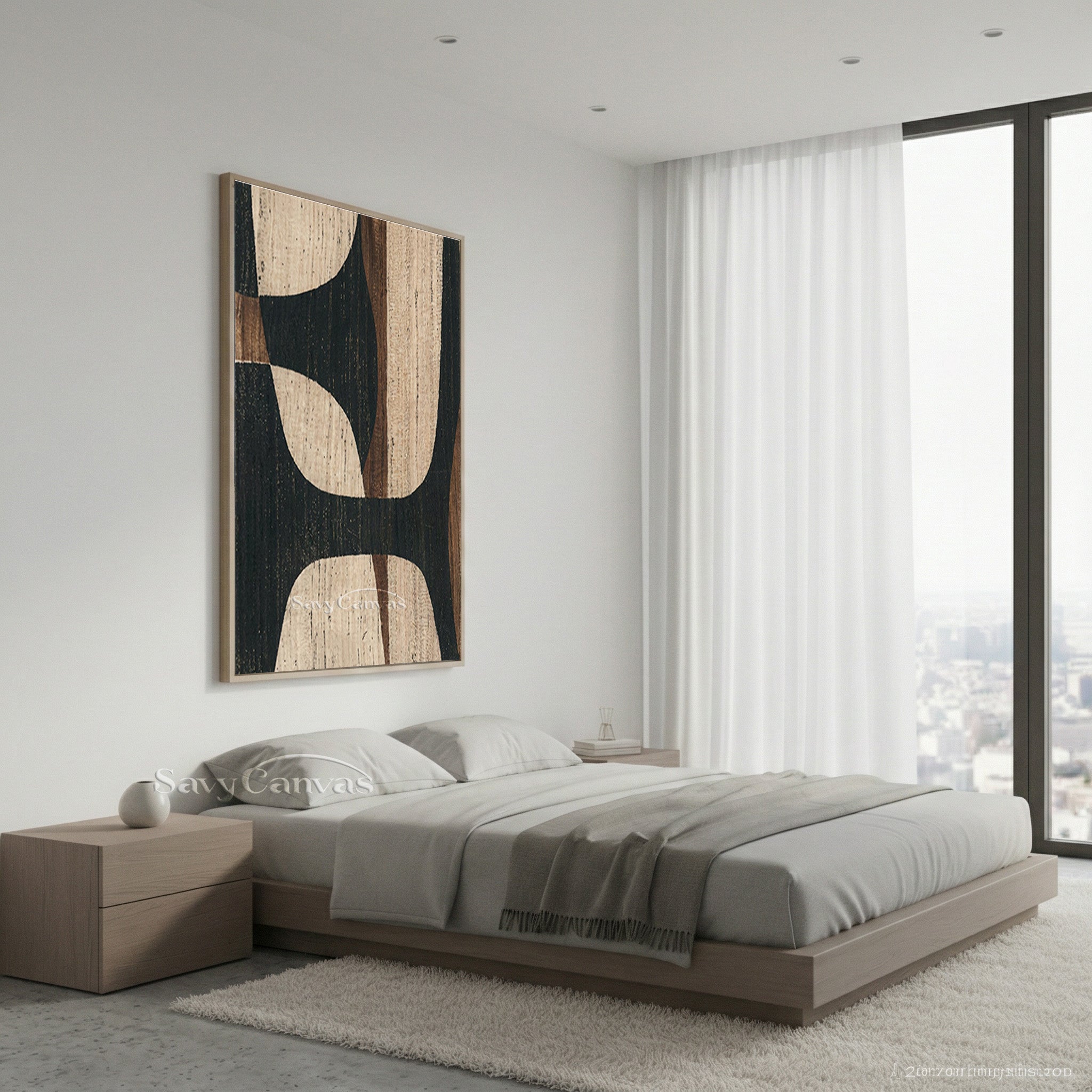 Modern Wood Grain Abstract Oil Painting | Earth Tone Wall Art #SS 010