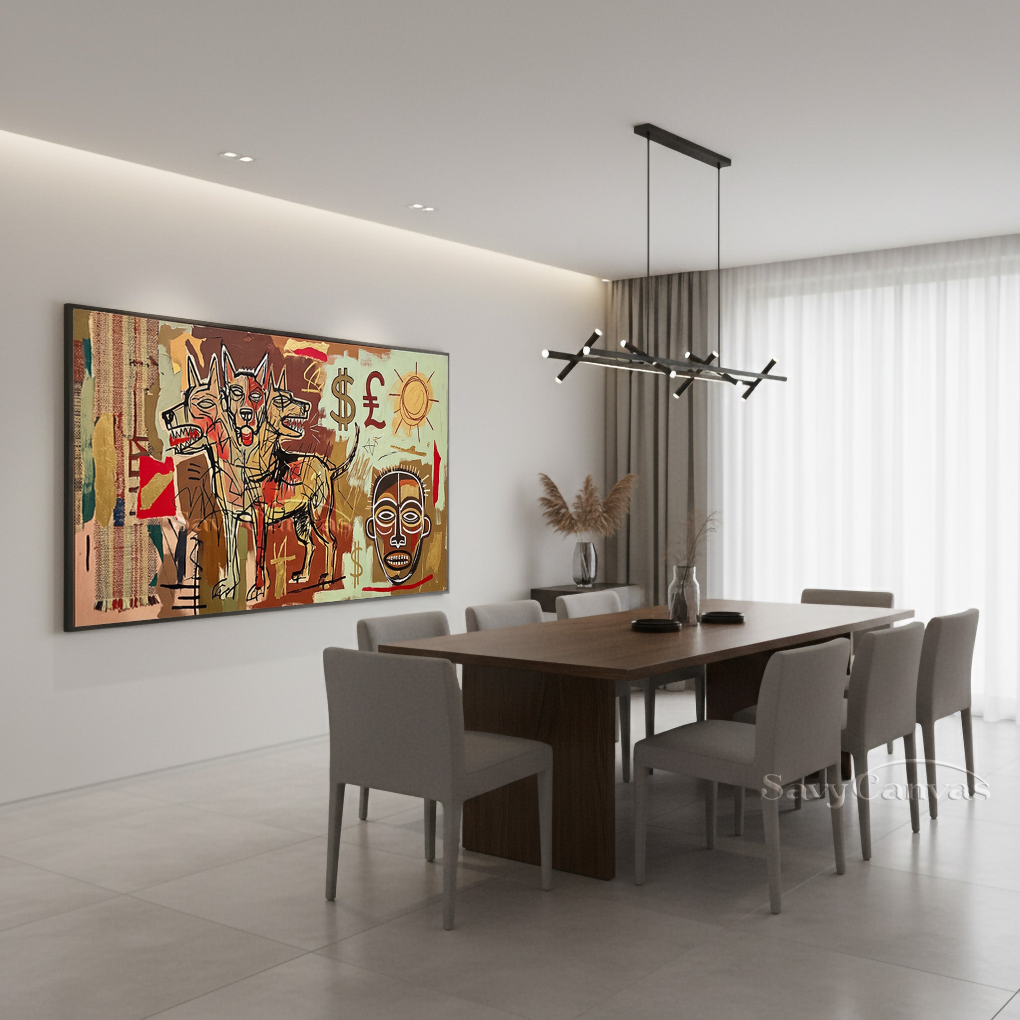 Basquiat Style Cerberus Oil Painting - Neo-Expressionist Wall Art #SS 044