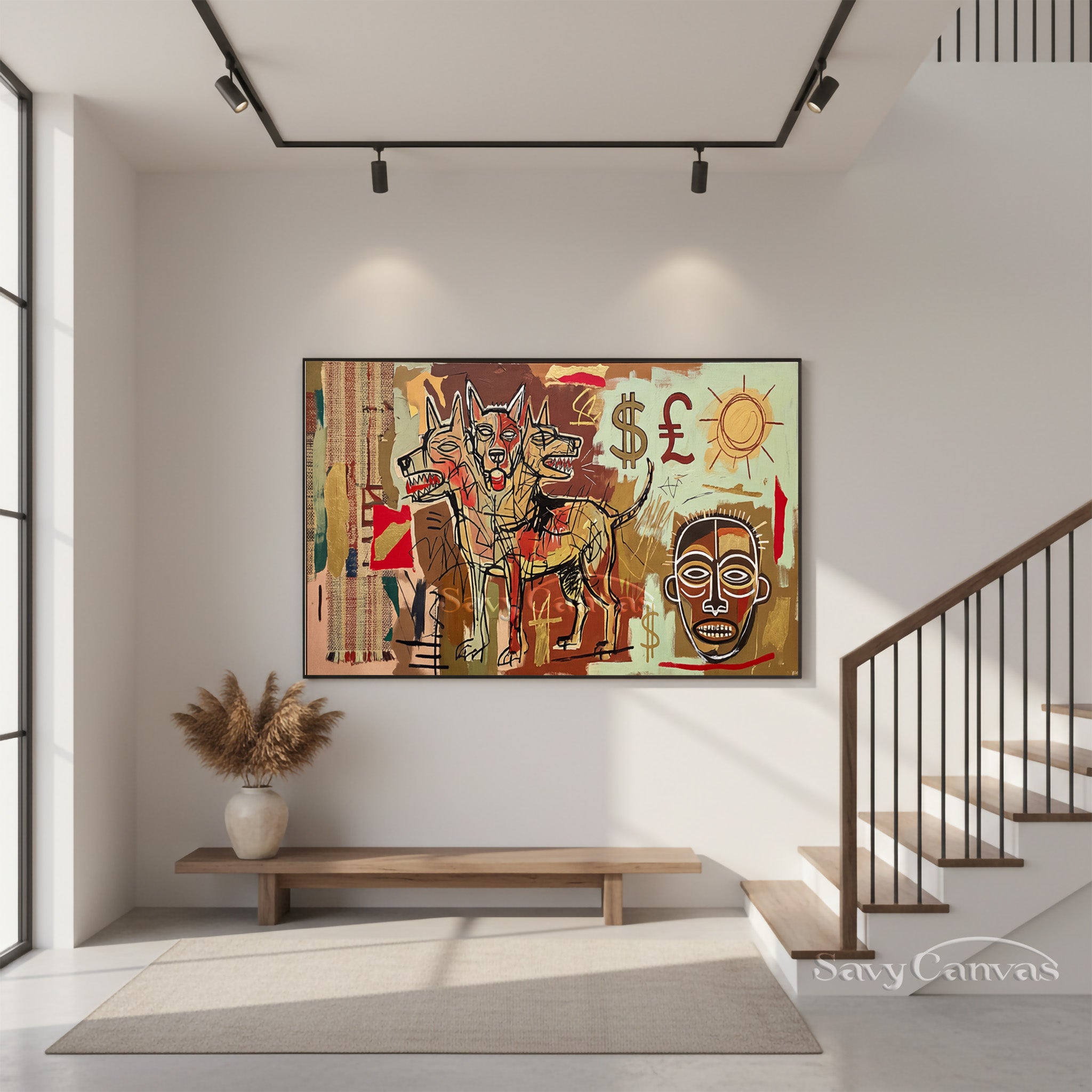 Basquiat Style Cerberus Oil Painting - Neo-Expressionist Wall Art #SS 044