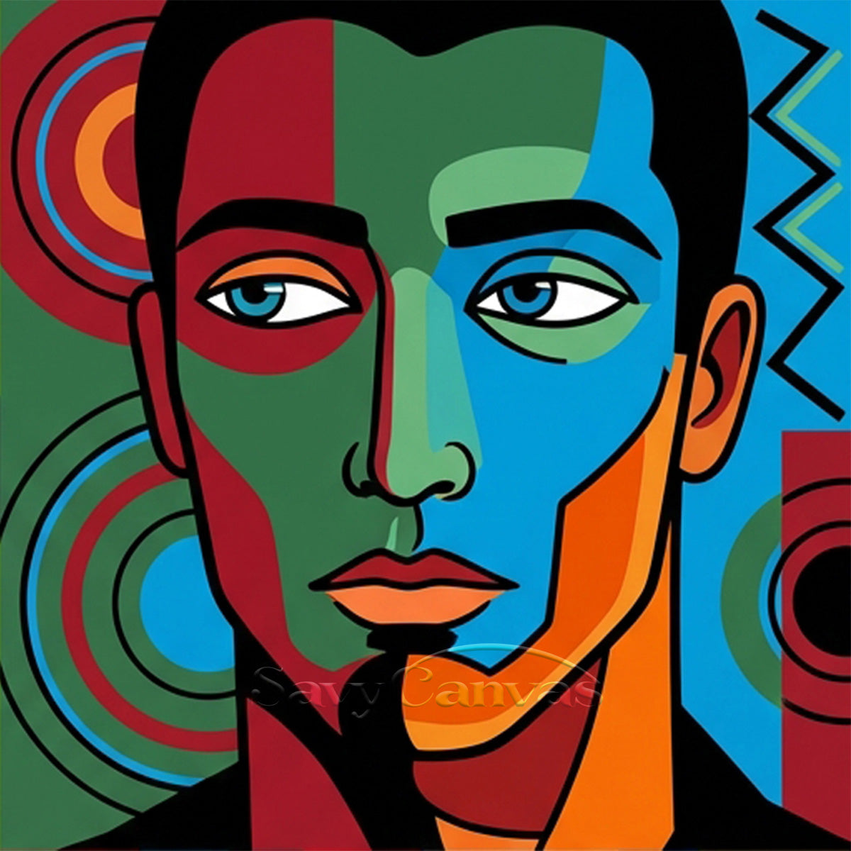 Vibrant Male Portrait Art | Colorful & Energetic Painting