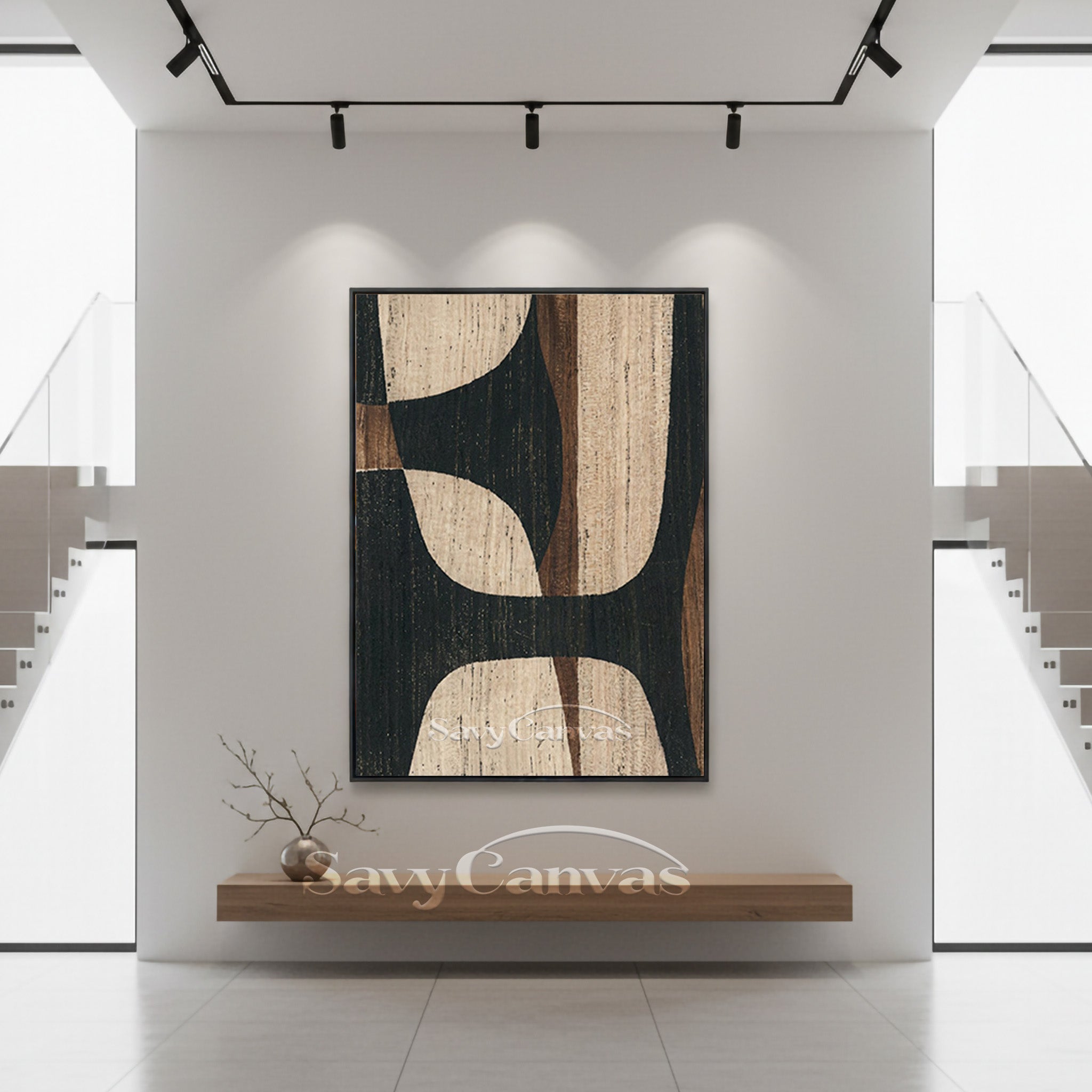 Modern Wood Grain Abstract Oil Painting | Earth Tone Wall Art #SS 010