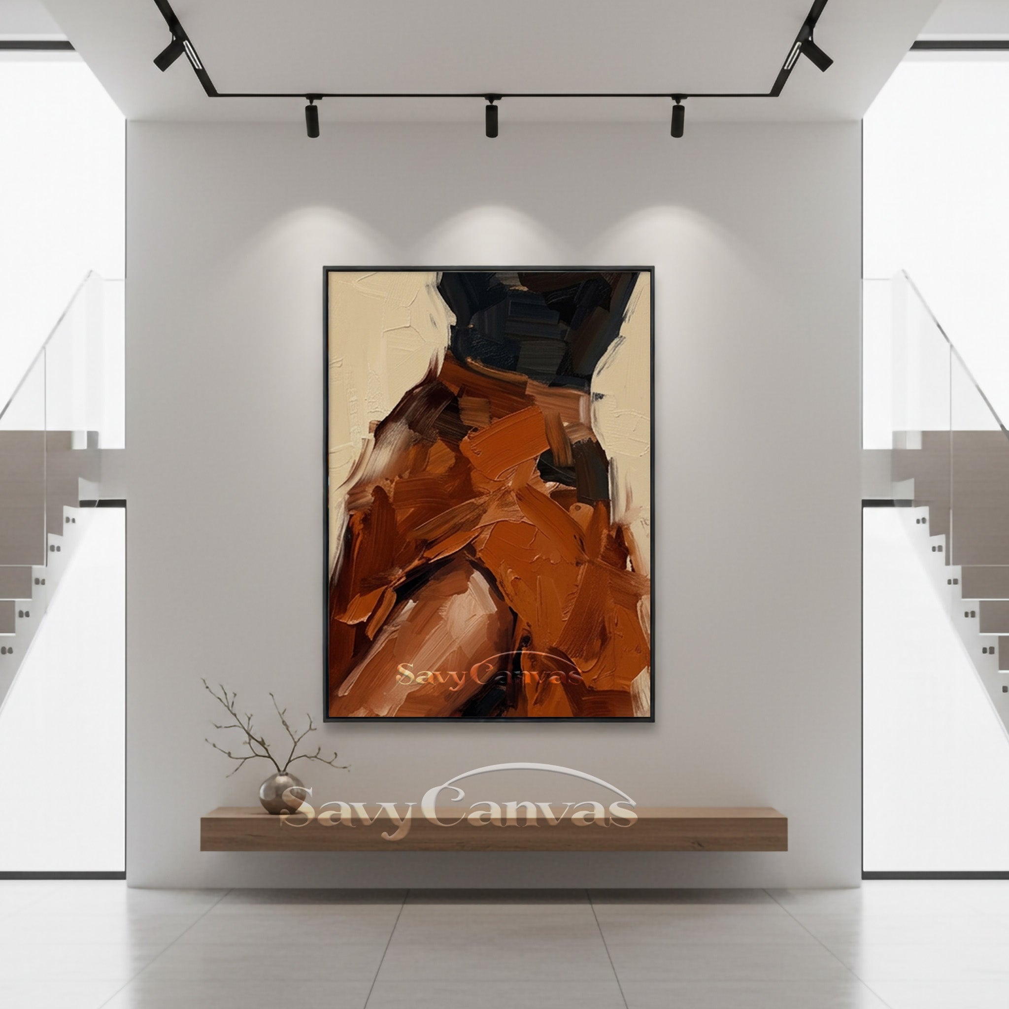 Modern Abstract Earth Tone Impasto Oil Painting for Living Room #SS 141