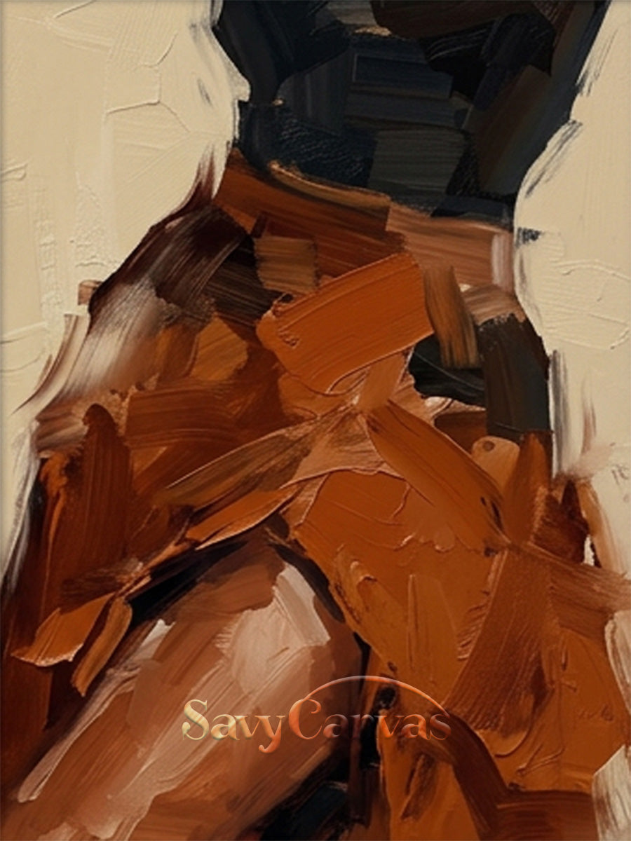 Modern Abstract Earth Tone Impasto Oil Painting for Living Room #SS 141