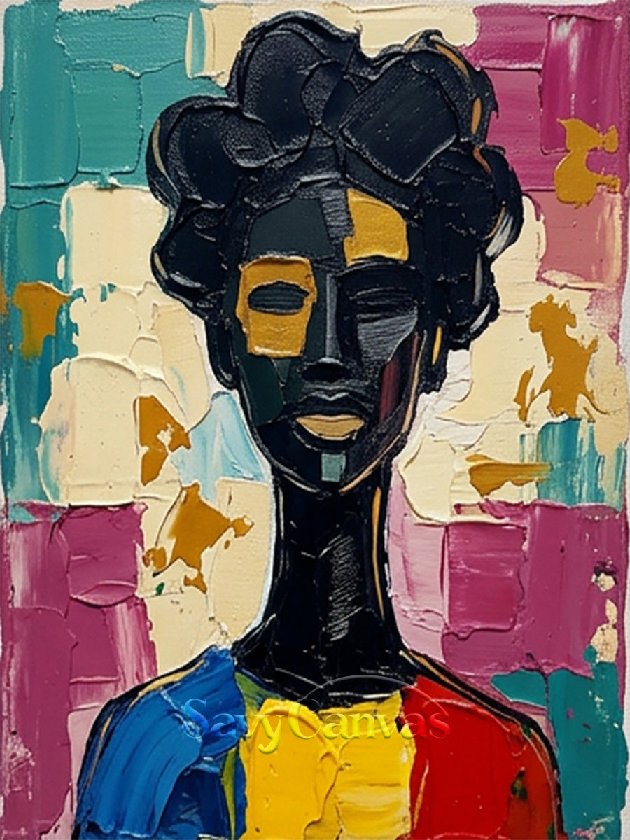 Modern African Portraiture | Colorful Black Art Painting
