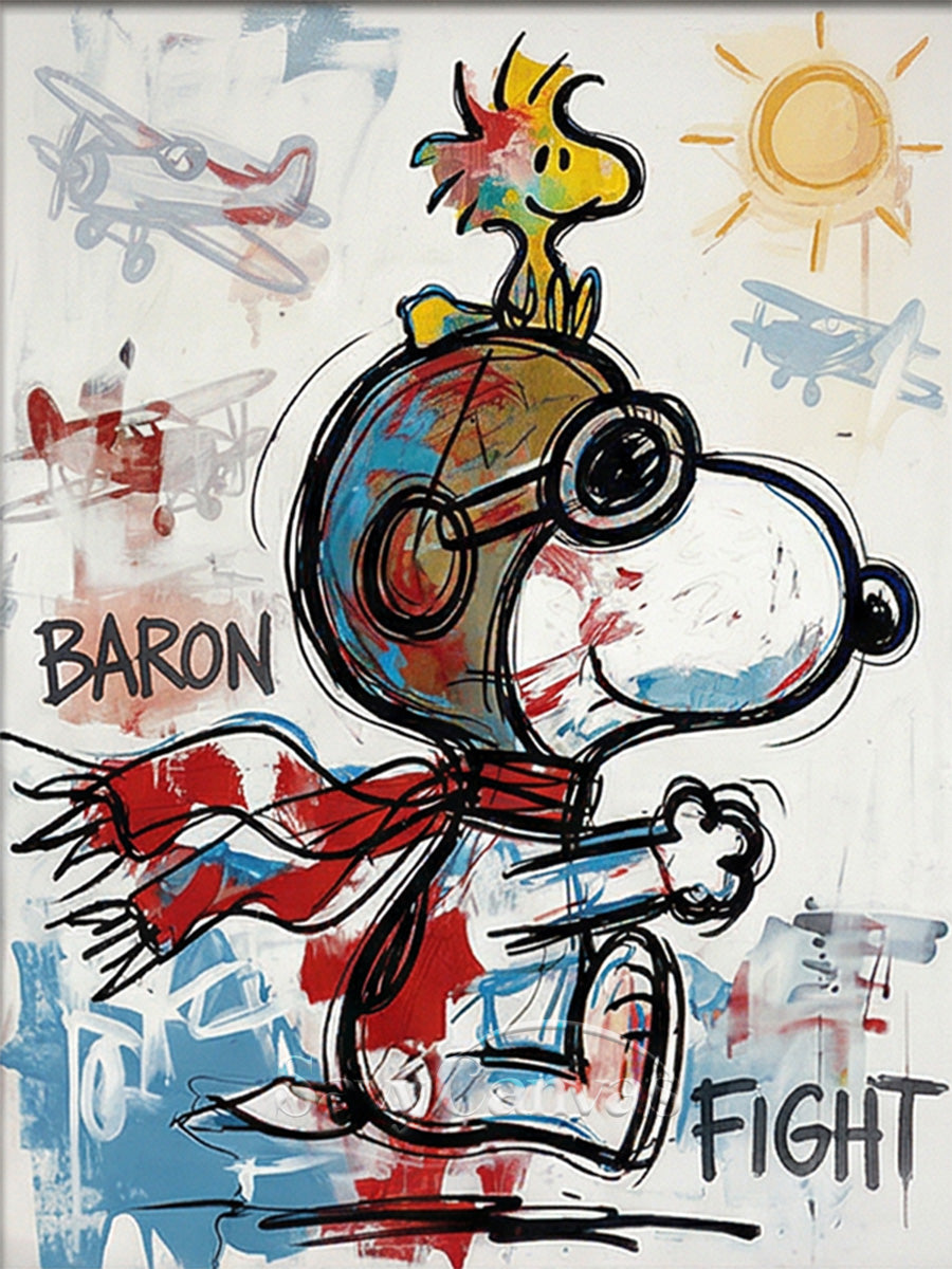Snoopy Flying Ace Graffiti Oil Painting | Street Art Wall Decor #SS 067