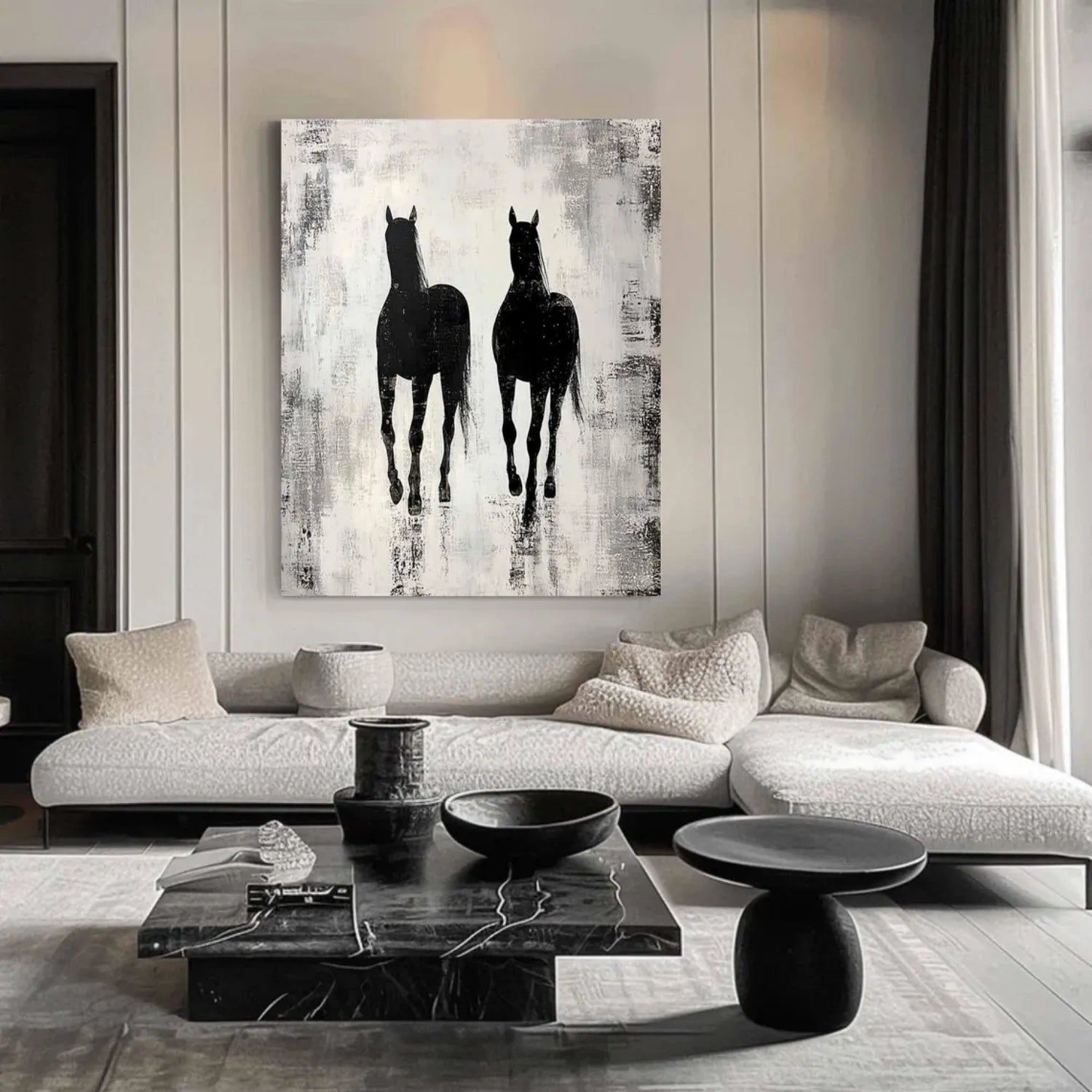 Pair of Horses Painting: Unique Minimal Animal Art