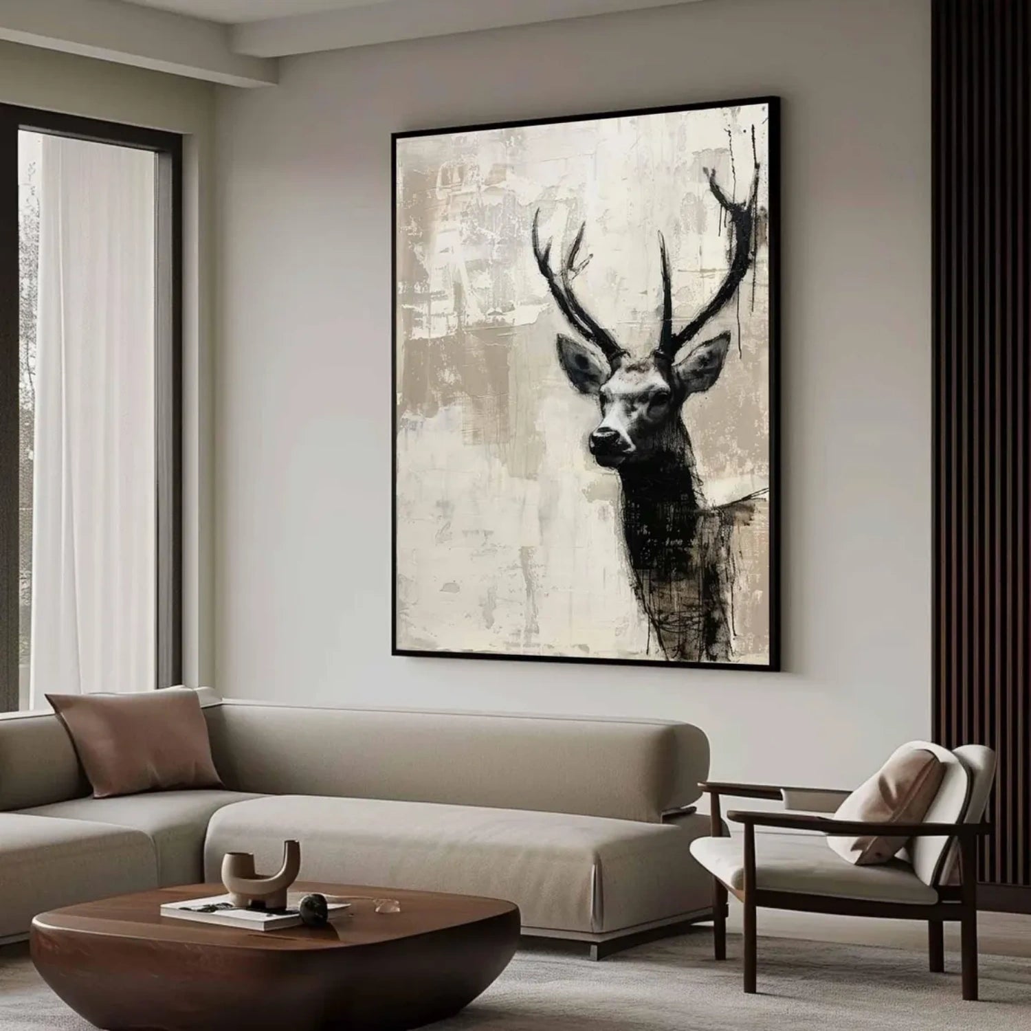Large Abstract Deer Canvas: Modern Wildlife Art #ZZ 031
