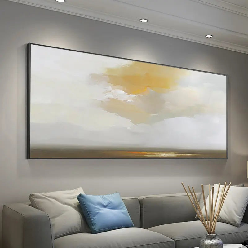 Earth Tone Horizon Abstract Wall Art-Modern Landscape Painting Canvas #JJ 263