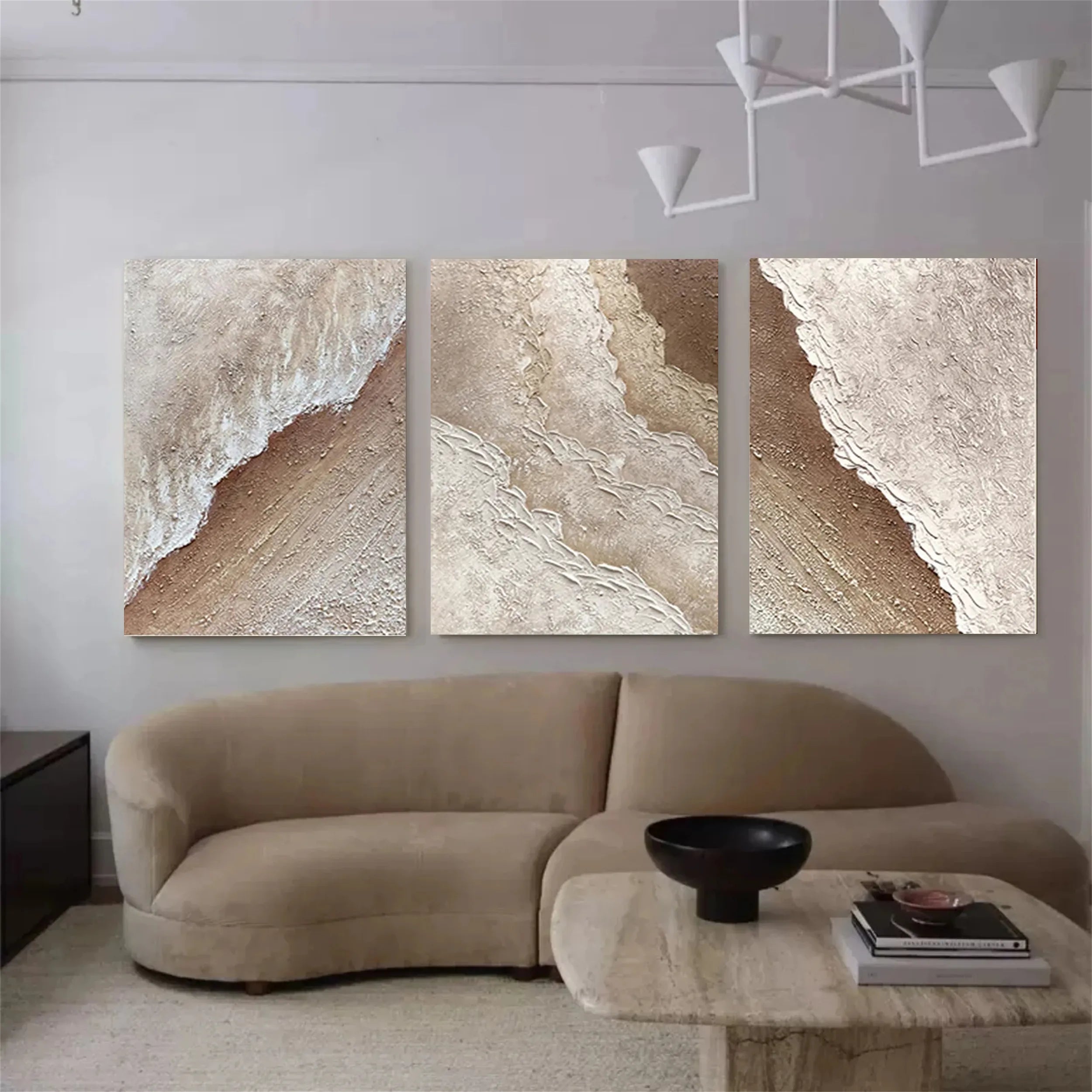 Handmade  Beige- Textured Abstract Wall Art