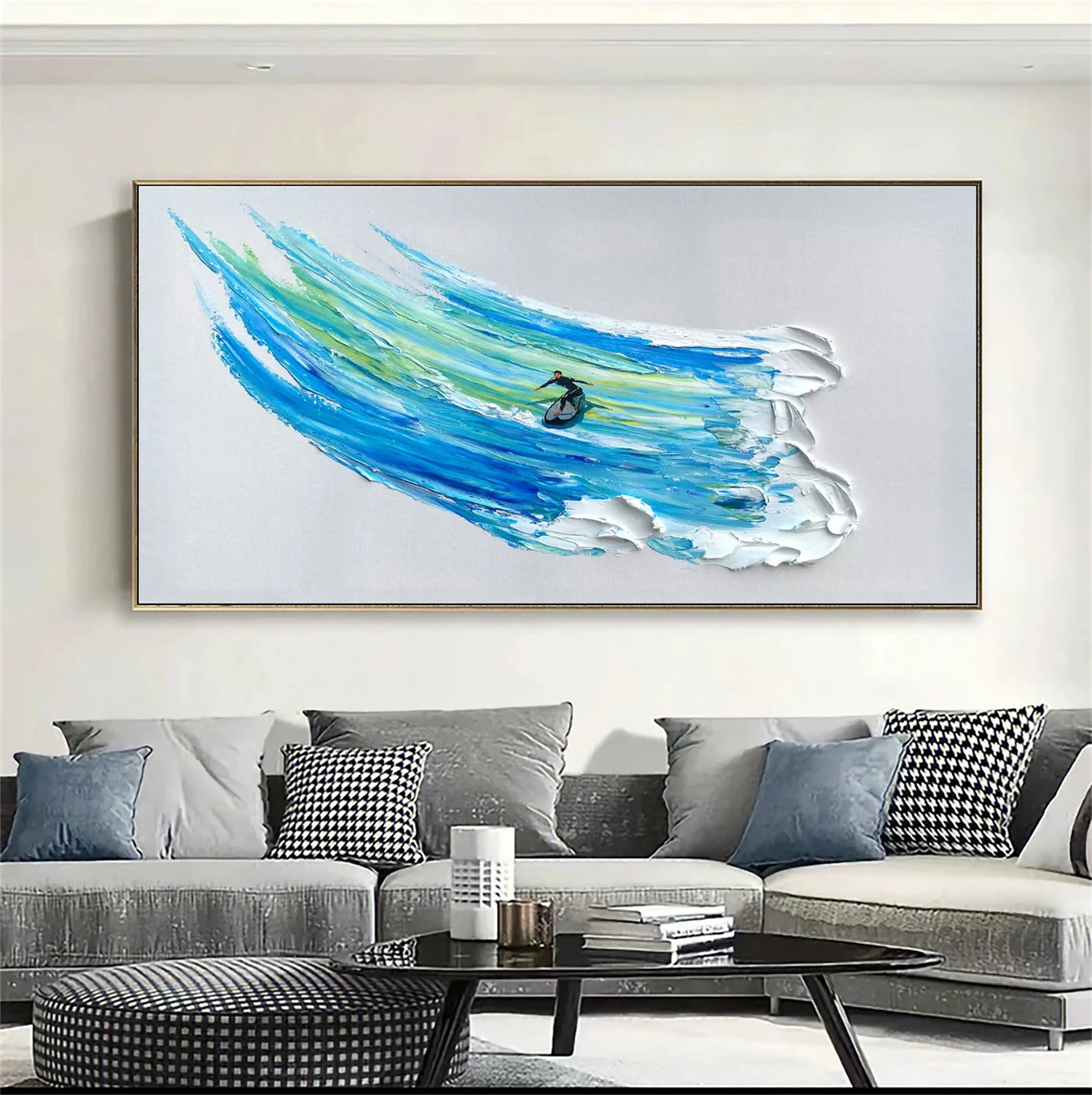 Abstract Surfing Art | 3D Ocean Wave Painting for Home Decor #JJ 188