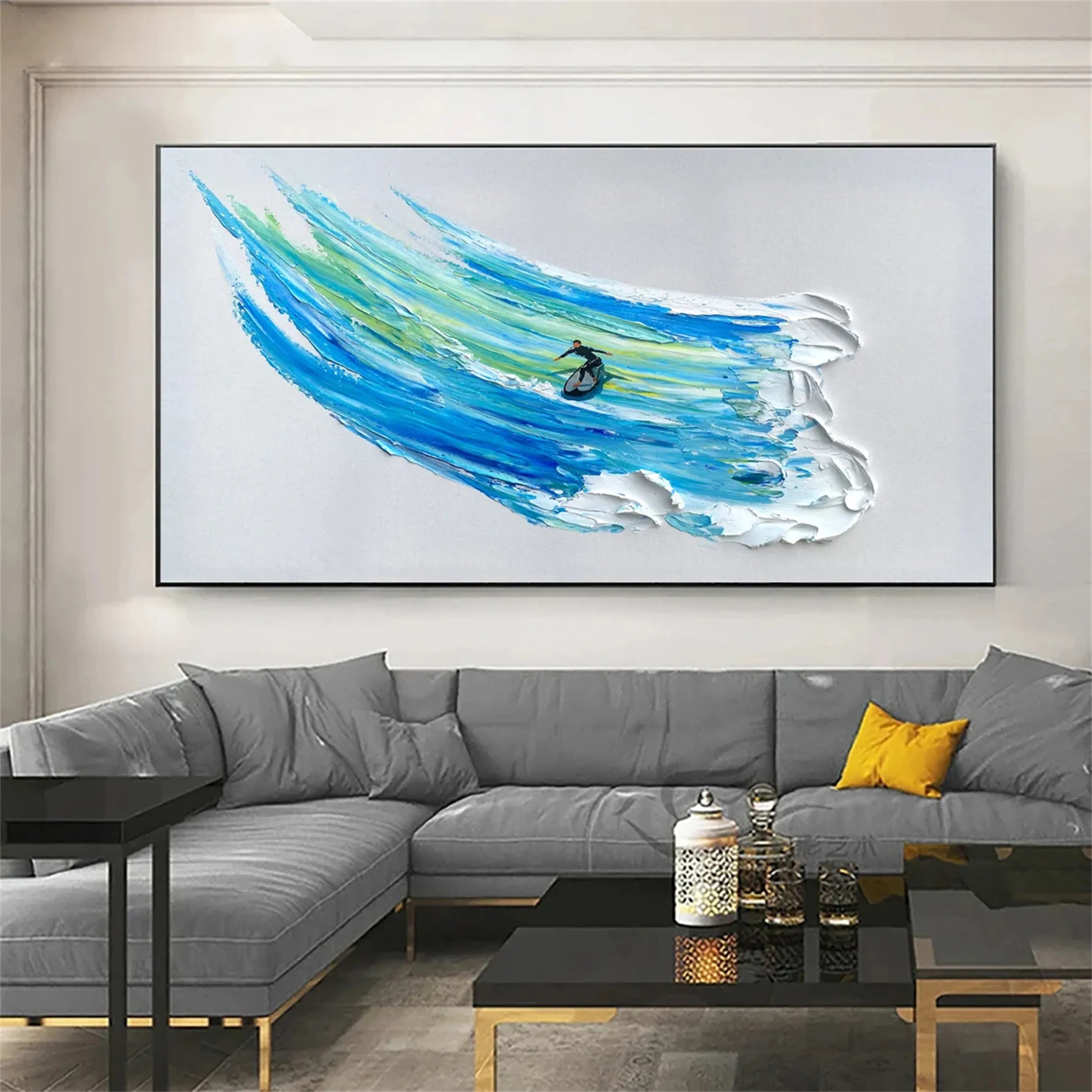 Abstract Surfing Art | 3D Ocean Wave Painting for Home Decor #JJ 188