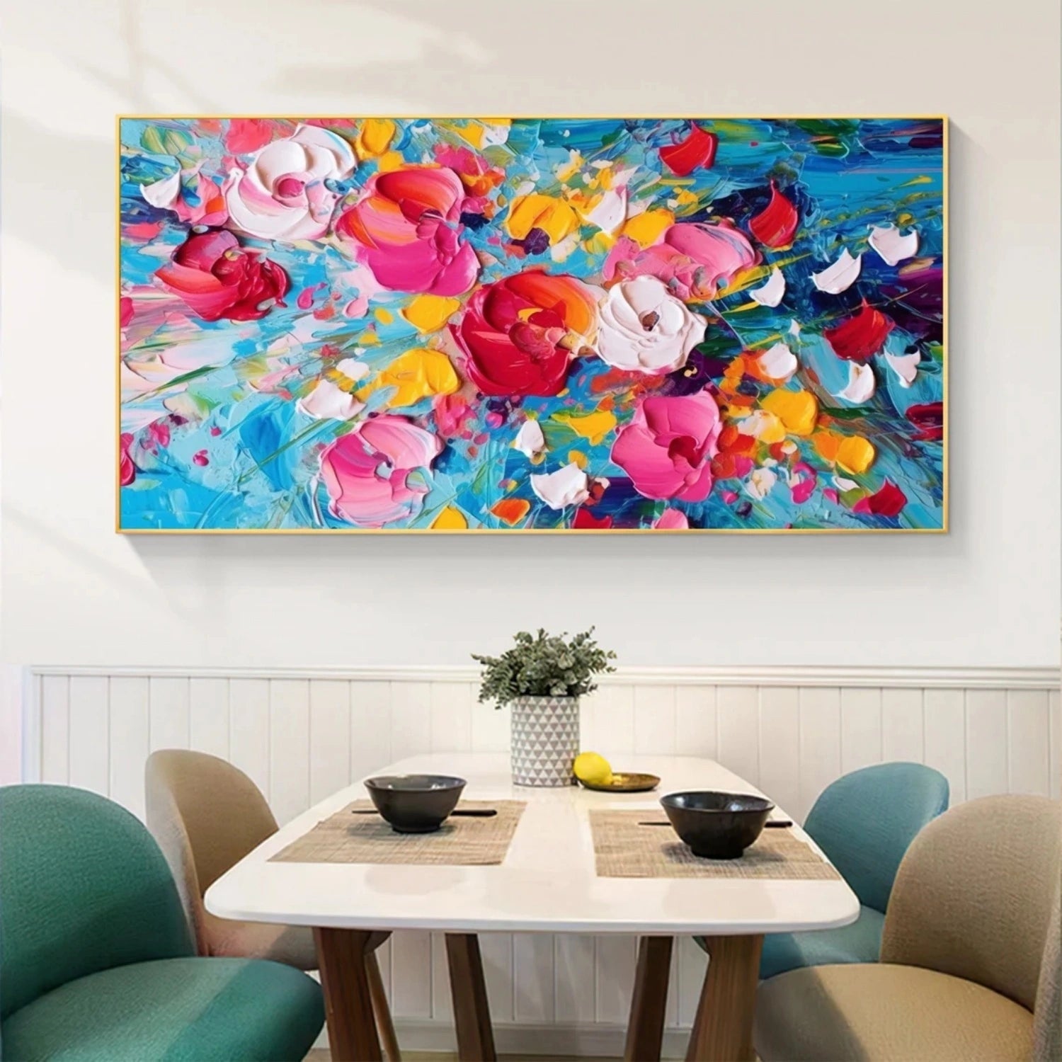 Large Wall Space Decor Abstract Garden Art Textured Bloom Canvas #JJ 321
