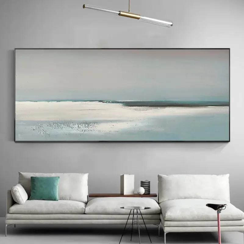 Minimalist Horizontal Wall Art | Large Abstract Seascape for Living Room