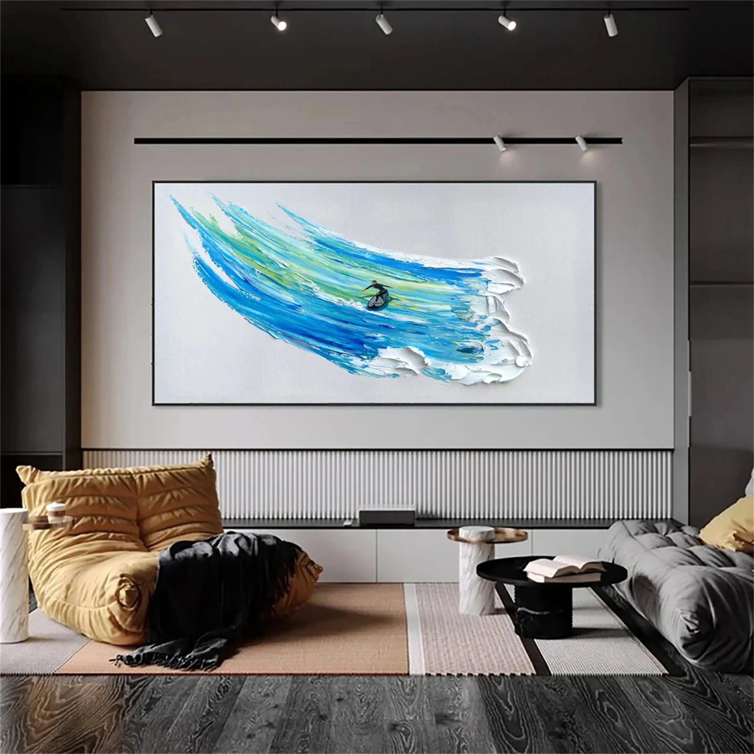 Abstract Surfing Art | 3D Ocean Wave Painting for Home Decor #JJ 188