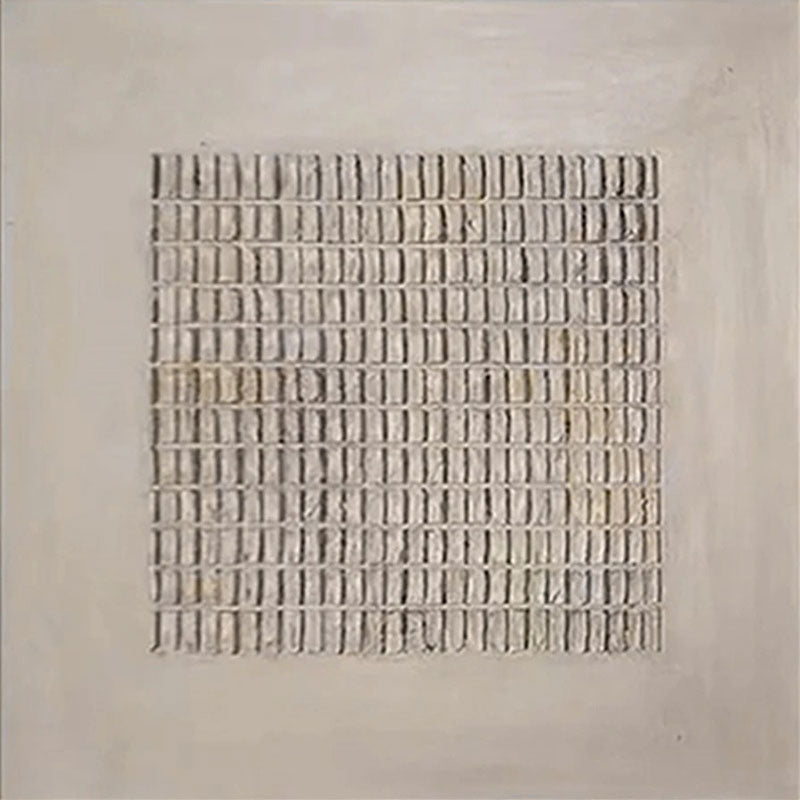 Wabi Sabi Textured Grid Art | Large Architectural Beige Painting #ZZ 1