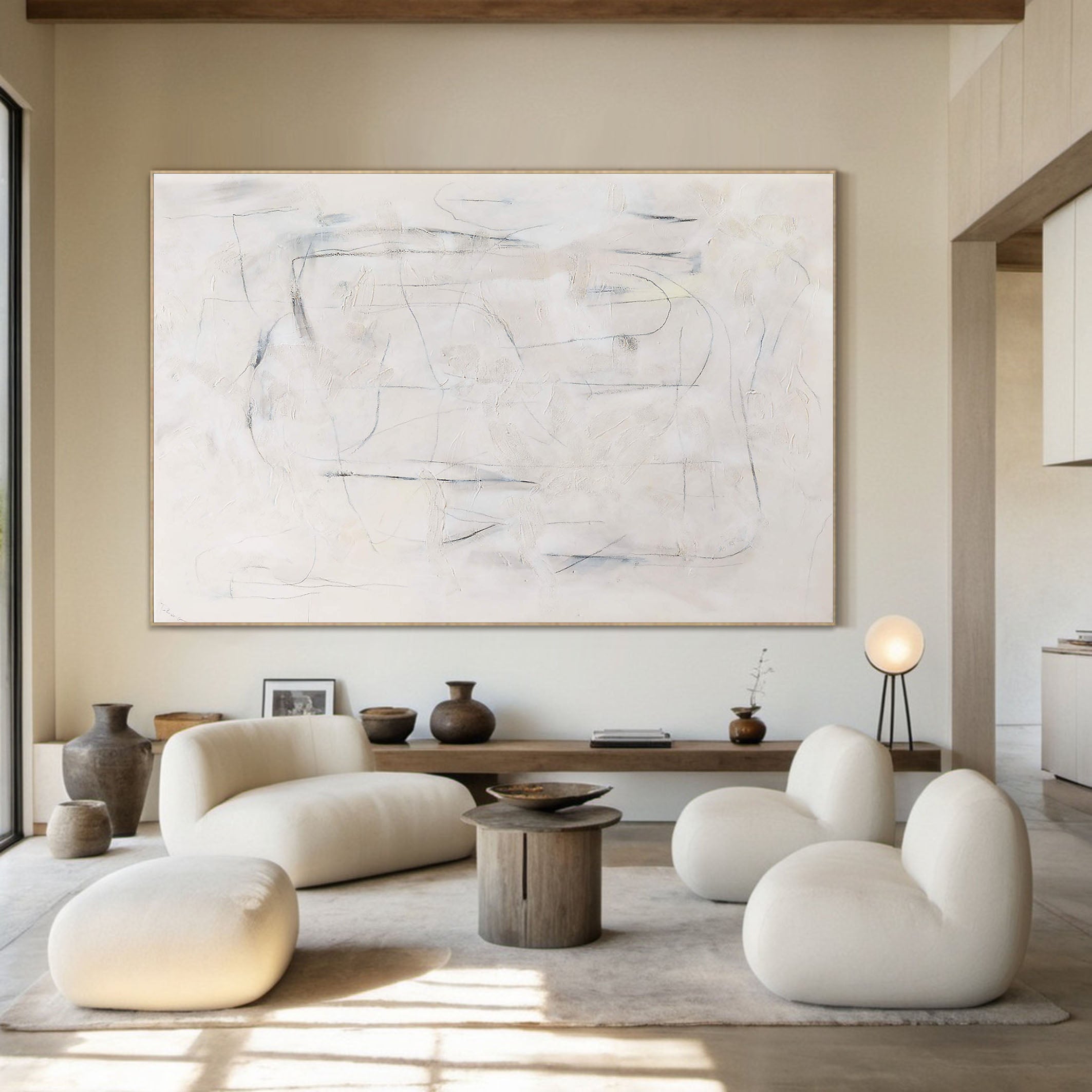 Modern Minimalist Abstract Oil Painting - Handmade