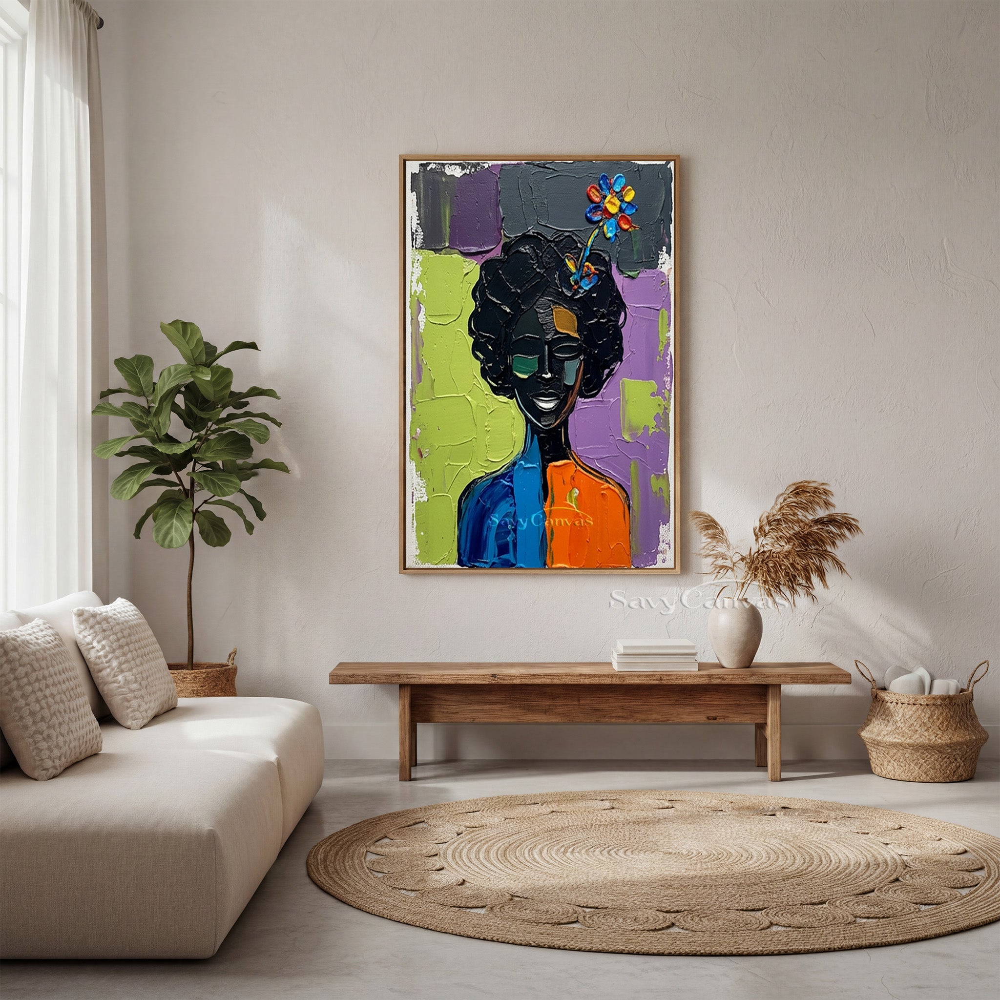 Textured Abstract Portrait Canvas | Bold Impasto Wall Art #AA 533