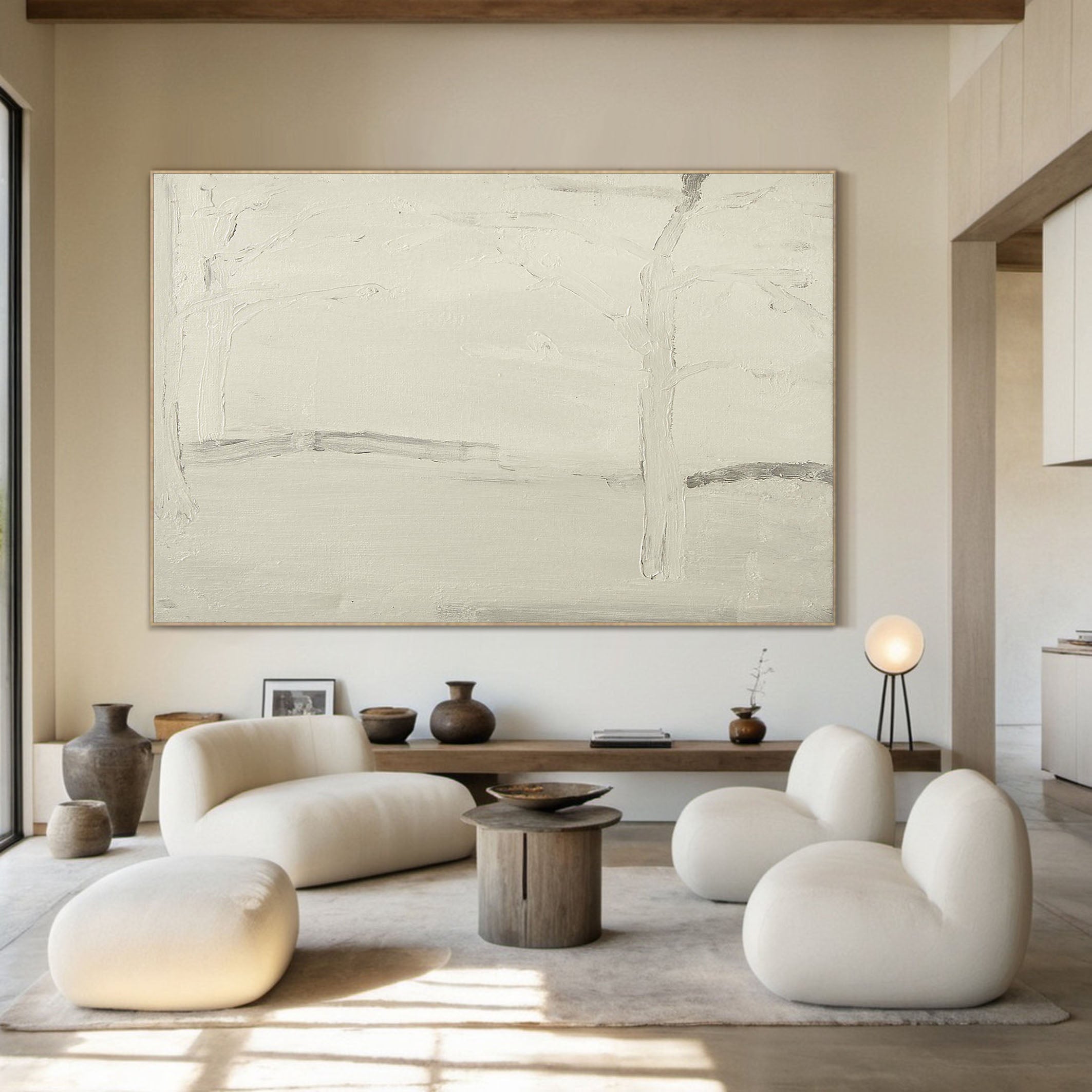 Original Textured Neutral Abstract Art - Handmade Oil