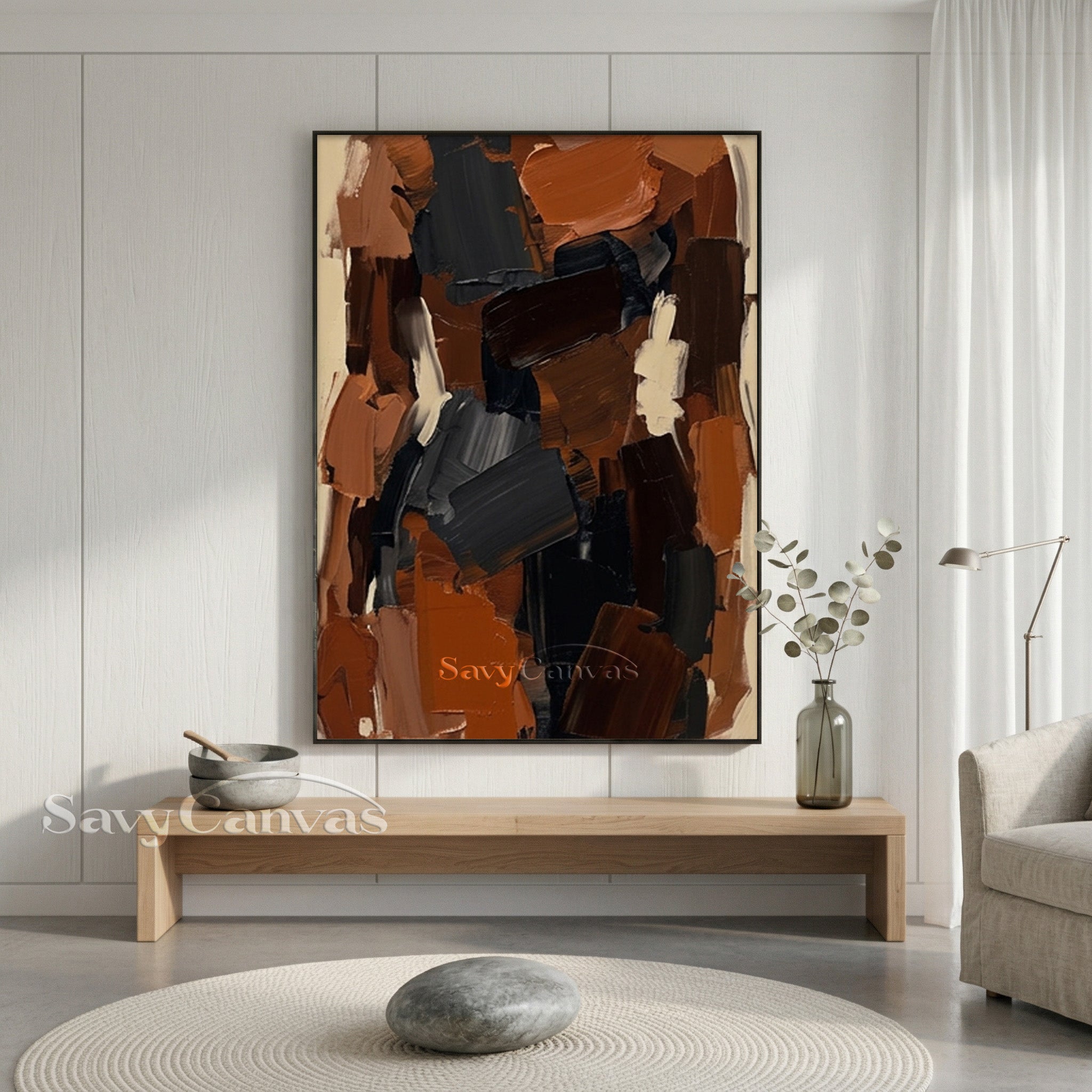 Hand-Painted Textured Abstract Wall Art | Earth Tone Oil Painting #SS 142