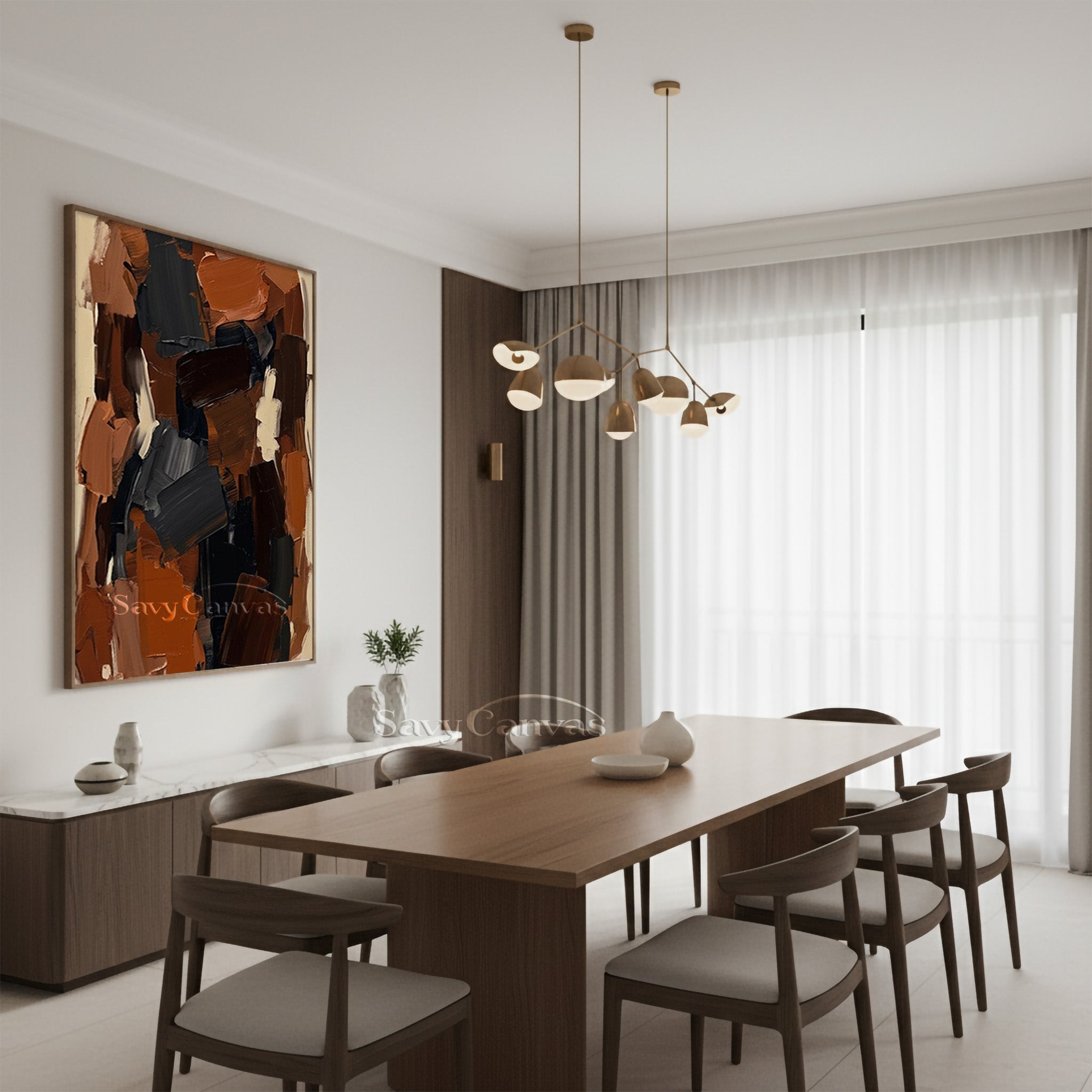 Hand-Painted Textured Abstract Wall Art | Earth Tone Oil Painting #SS 142