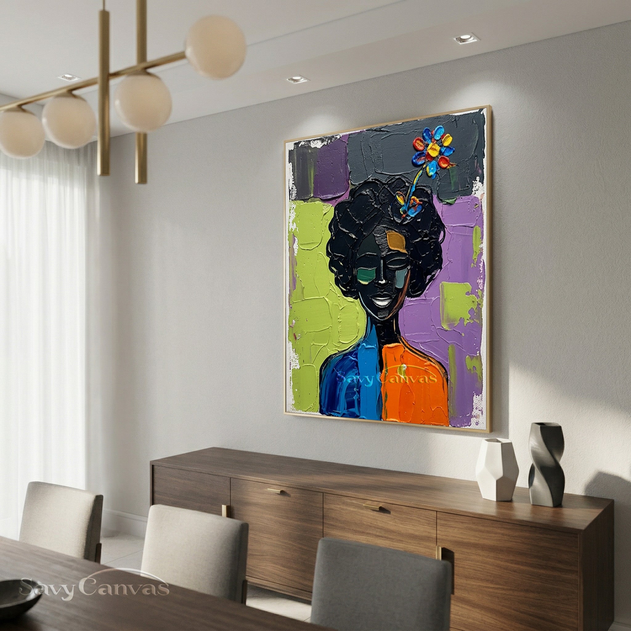 Textured Abstract Portrait Canvas | Bold Impasto Wall Art #AA 533